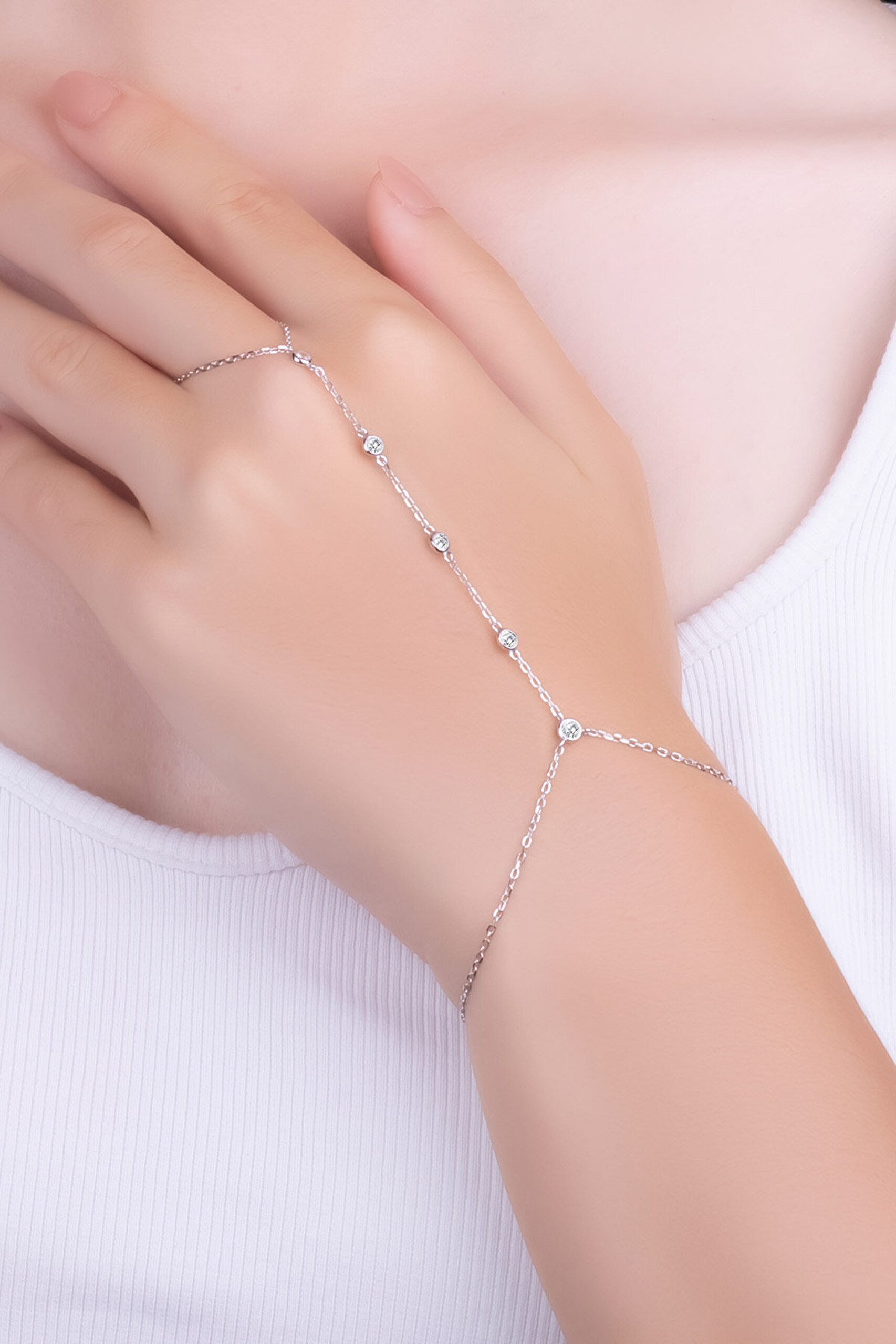 Mira 18 Ayar Beyaz Altın Kaplama 22 Cm Gümüş Şahmeran - 1