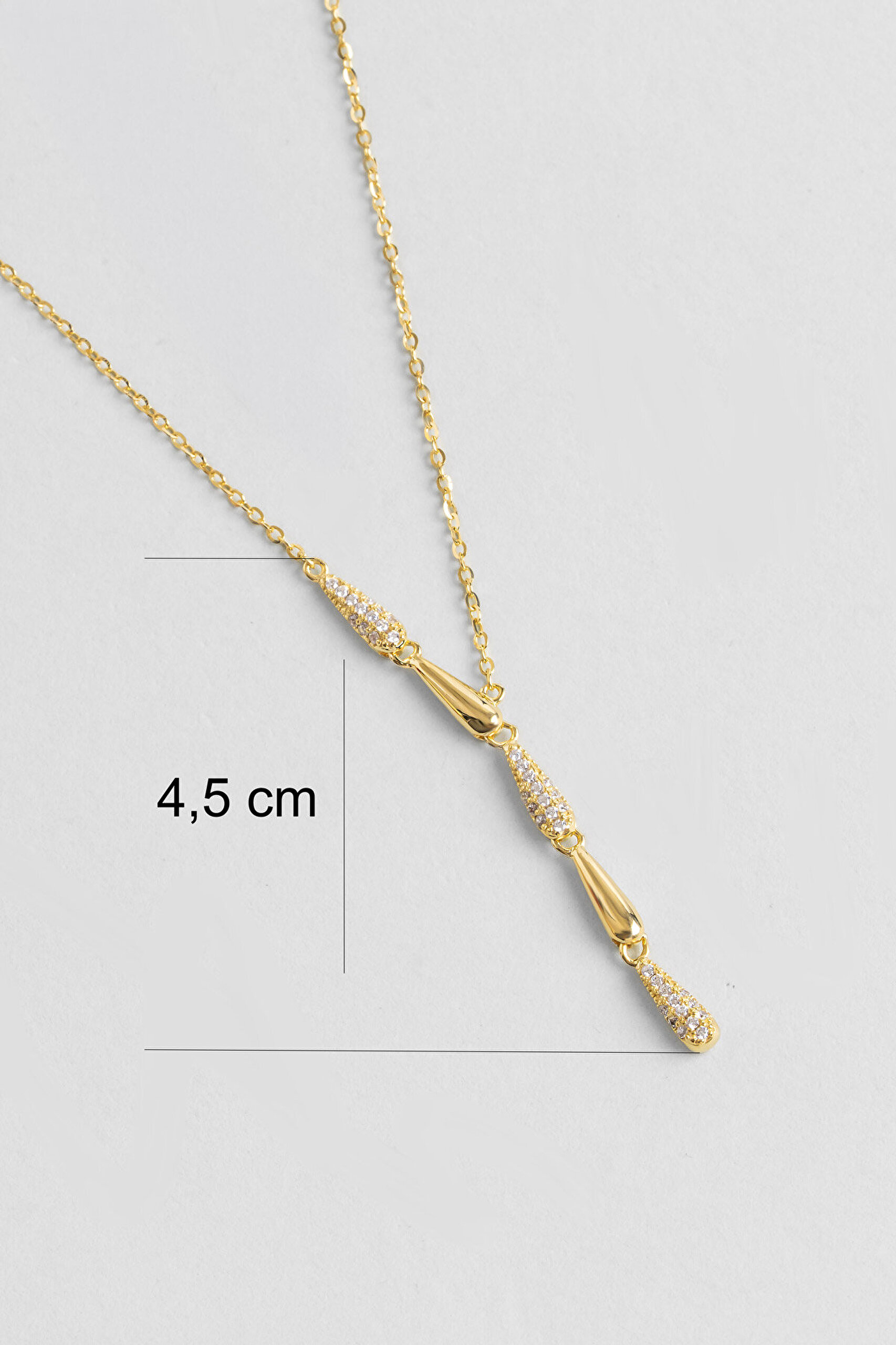Basilist 18 Ayar Sarı Altın Kaplama 46 Cm Gümüş Y Kolye - 2
