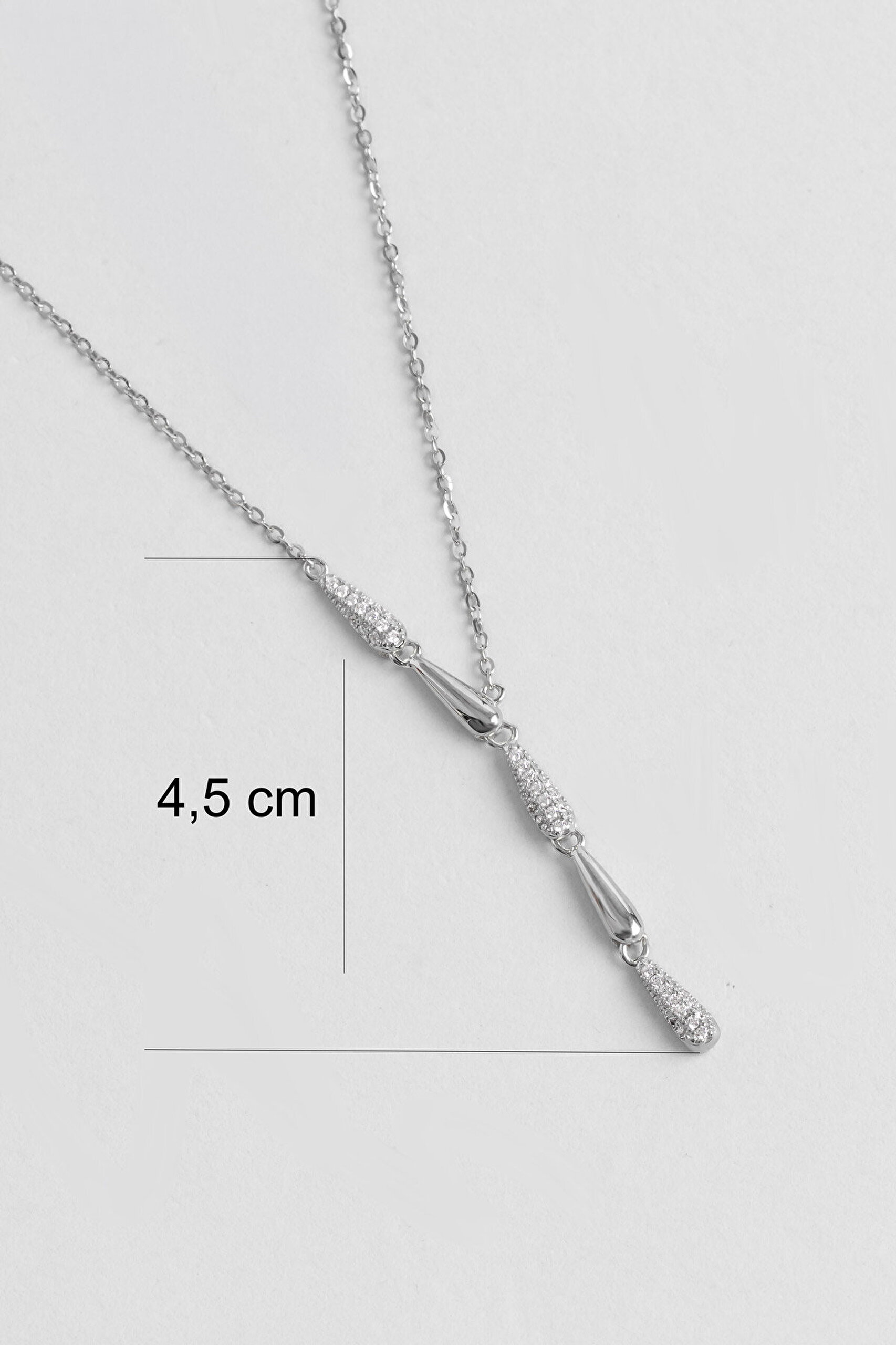 Basilist 18 Ayar Beyaz Altın Kaplama 46 Cm  Gümüş Y Kolye - 2