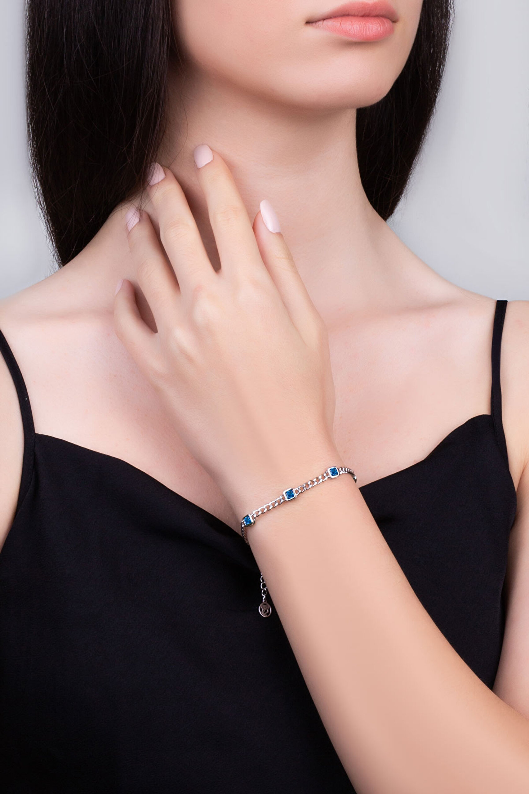 ⁠ Arianna 18 Ayar Beyaz Altın Kaplama 19 Cm Gümüş Zincir Bileklik_3}