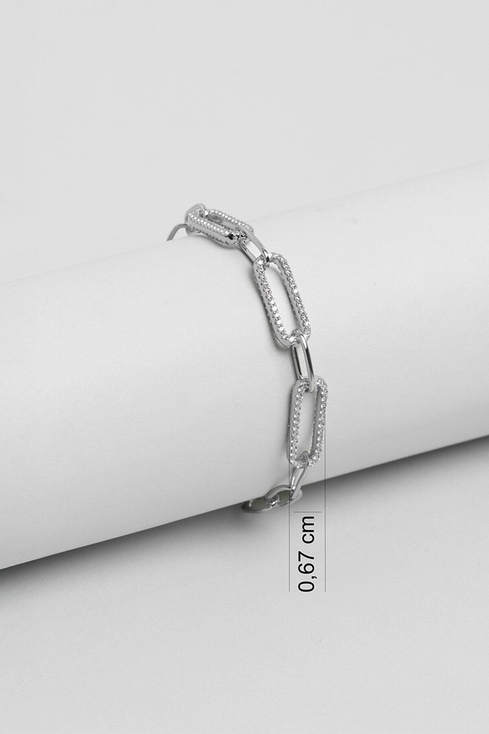 Modern Miras 18 Ayar Beyaz Altın Kaplama 19 Cm Gümüş Bileklik - 2