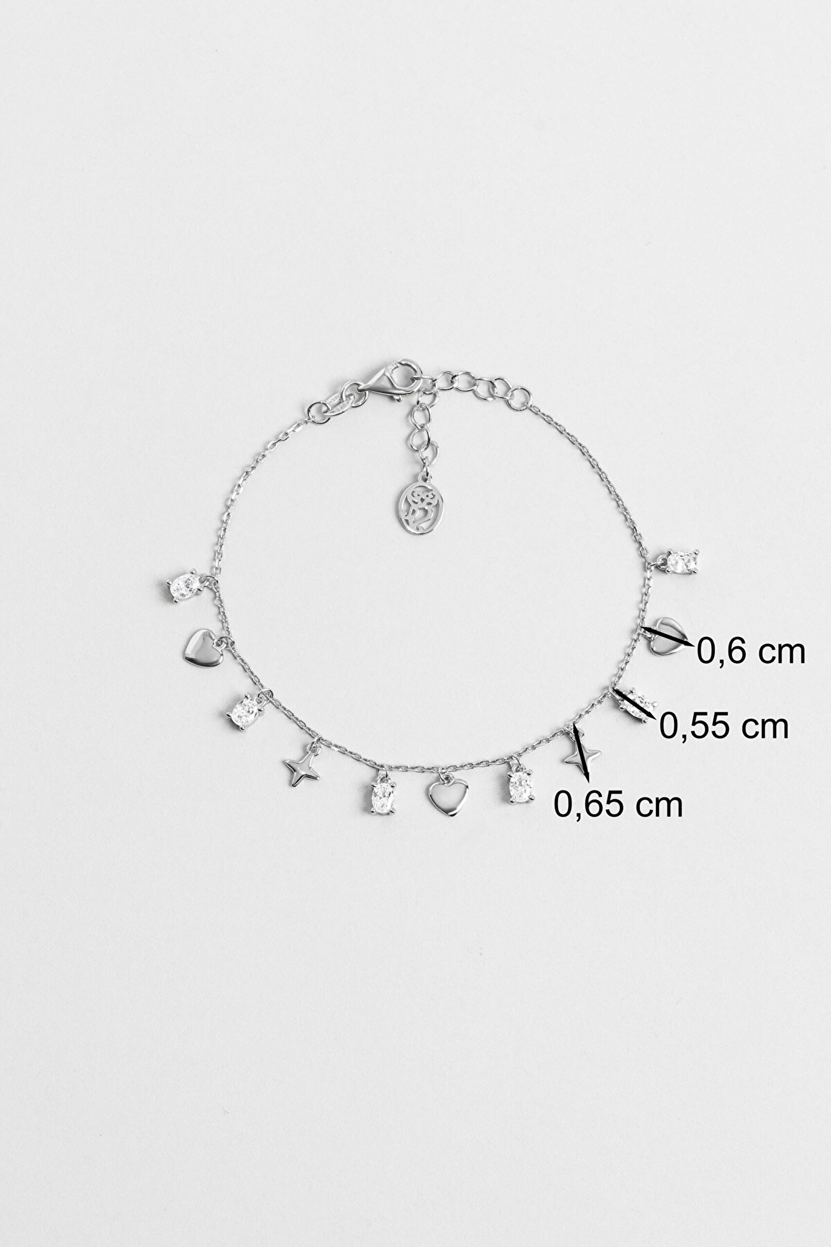 Mira 18 Ayar Beyaz Altın Kaplama 19 Cm Gümüş Minimal Kalp Bileklik - 2
