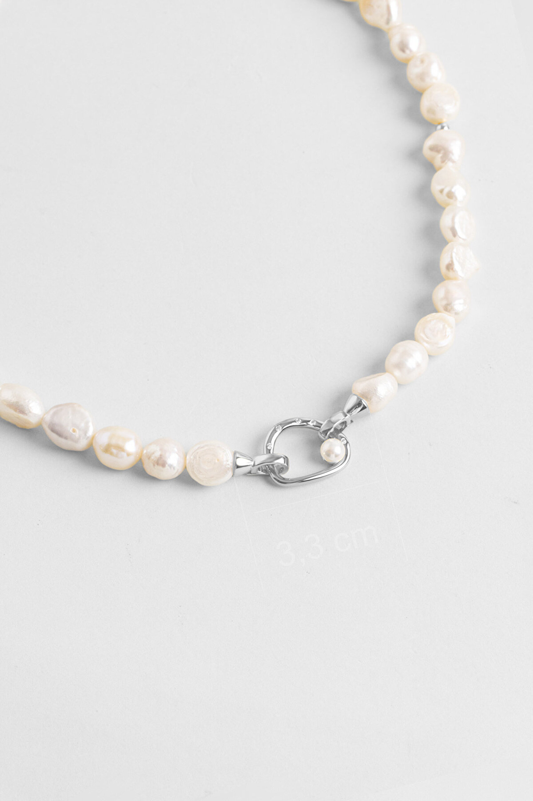 Venüs 18 Ayar Beyaz Altın Kaplama 40 Cm Gümüş Choker İnci Kolye - 4