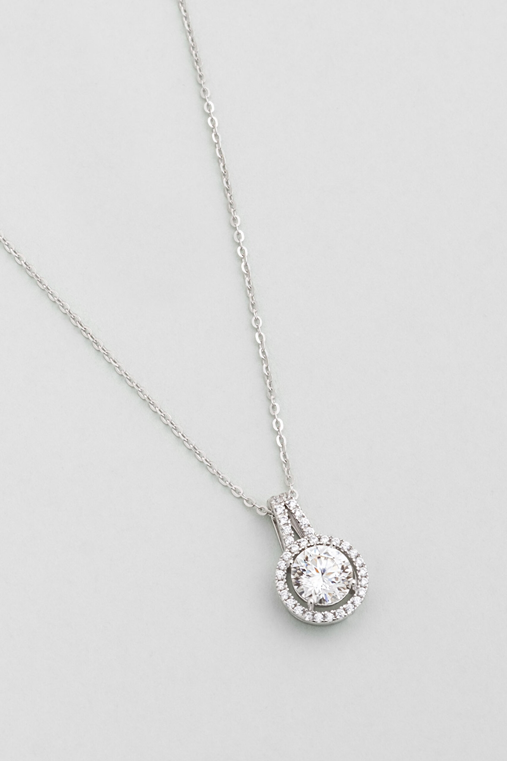 ⁠ Mozanit Yansıması 18 Ayar Beyaz Altın Kaplama 46 Cm Gümüş Kolye_4}