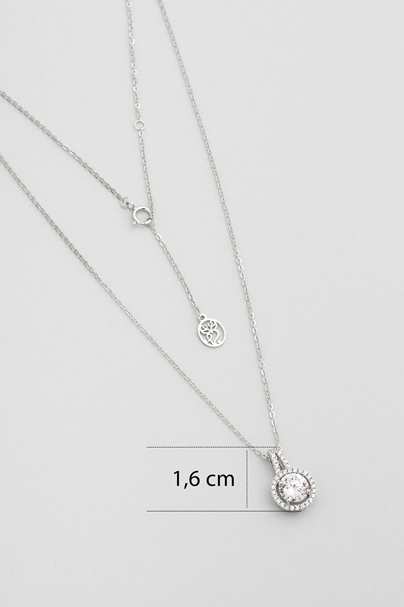 ⁠ Mozanit Yansıması 18 Ayar Beyaz Altın Kaplama 46 Cm Gümüş Kolye_2}