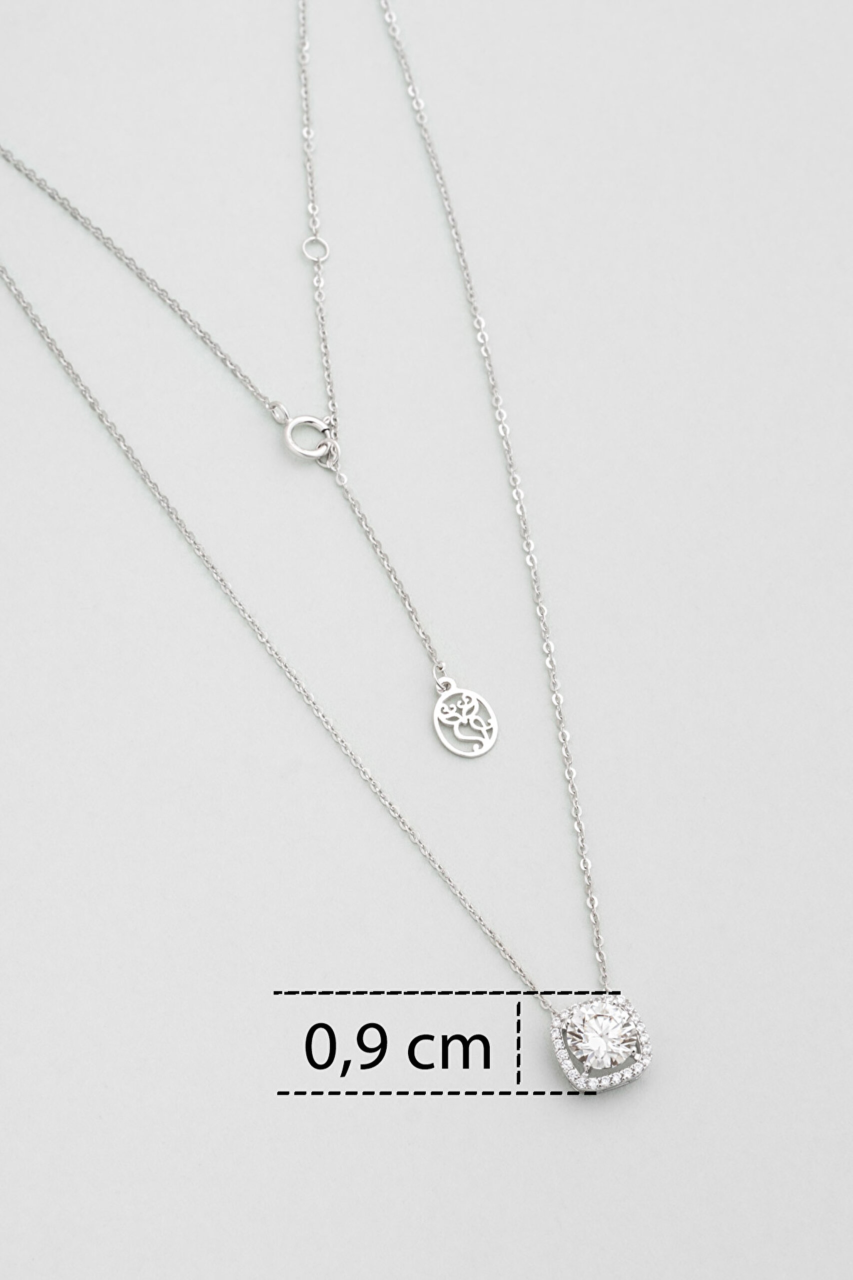 ⁠ Mozanit Tutkusu 18 Ayar Beyaz Altın Kaplama 44 Cm Gümüş Kolye_2}