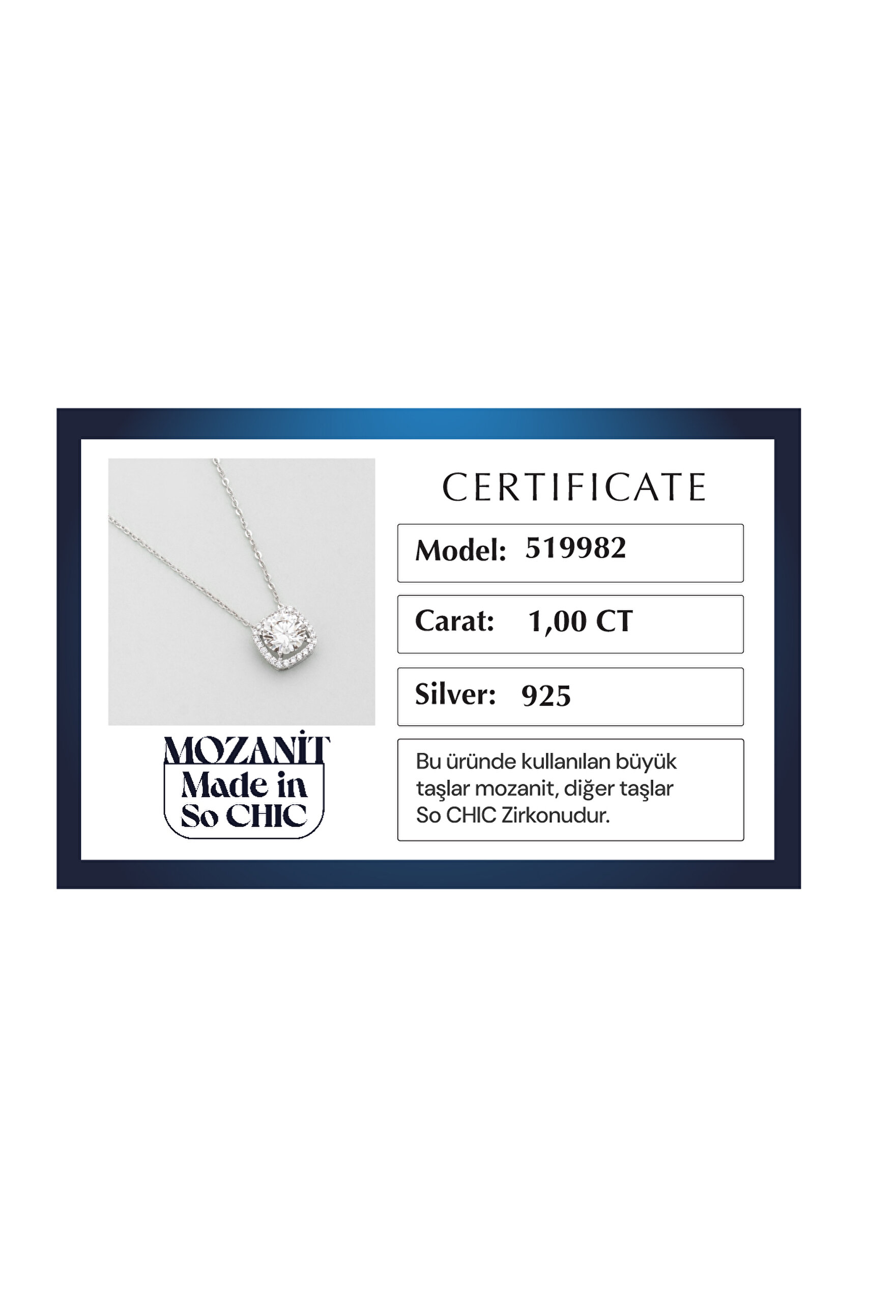 ⁠ Mozanit Tutkusu 18 Ayar Beyaz Altın Kaplama 44 Cm Gümüş Kolye_5}