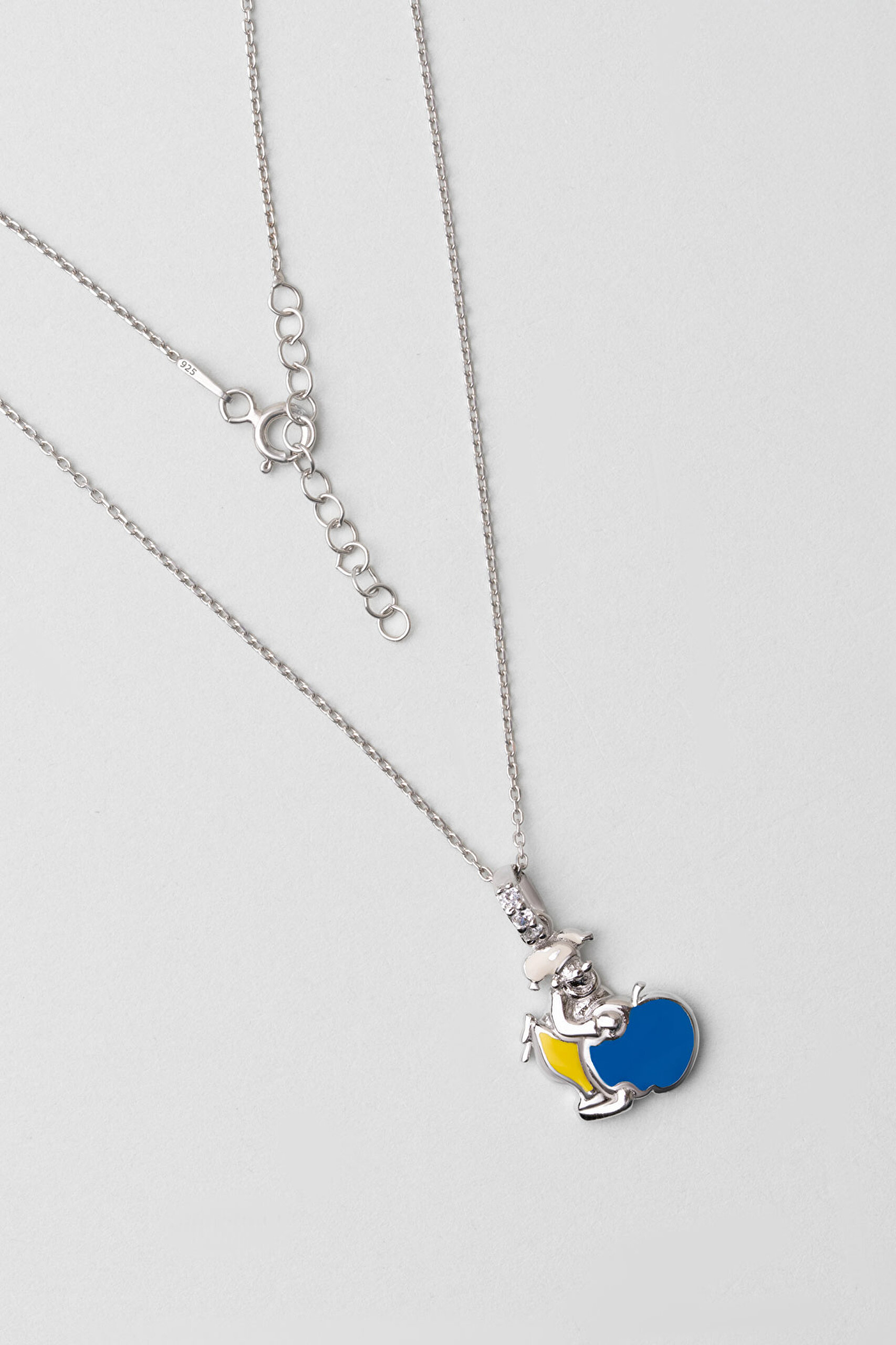 ⁠ Noel Baba 18 Ayar Beyaz Altın Kaplama Gümüş 33 Cm Çocuk Kolye_0}