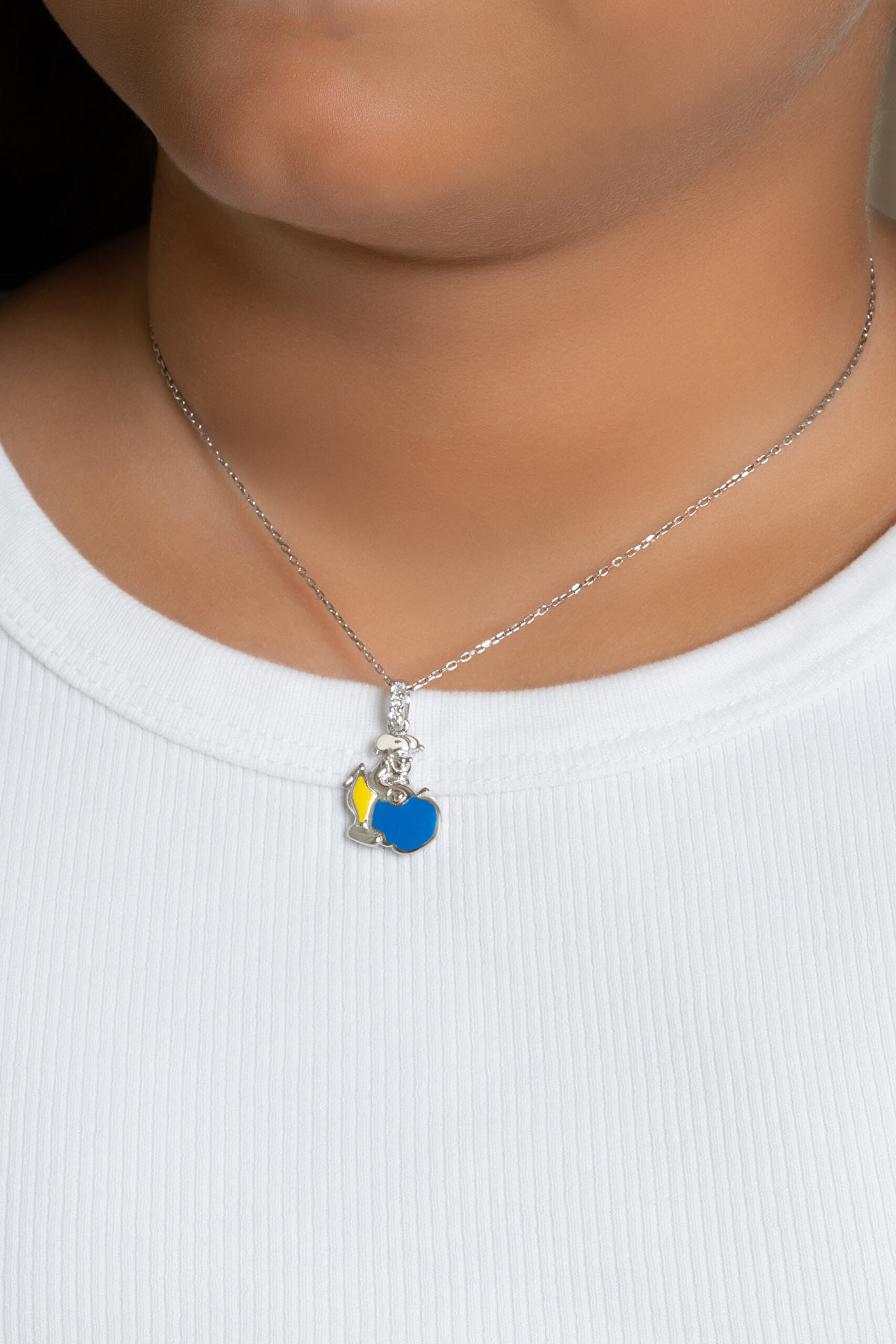 ⁠ Noel Baba 18 Ayar Beyaz Altın Kaplama Gümüş 33 Cm Çocuk Kolye_1}