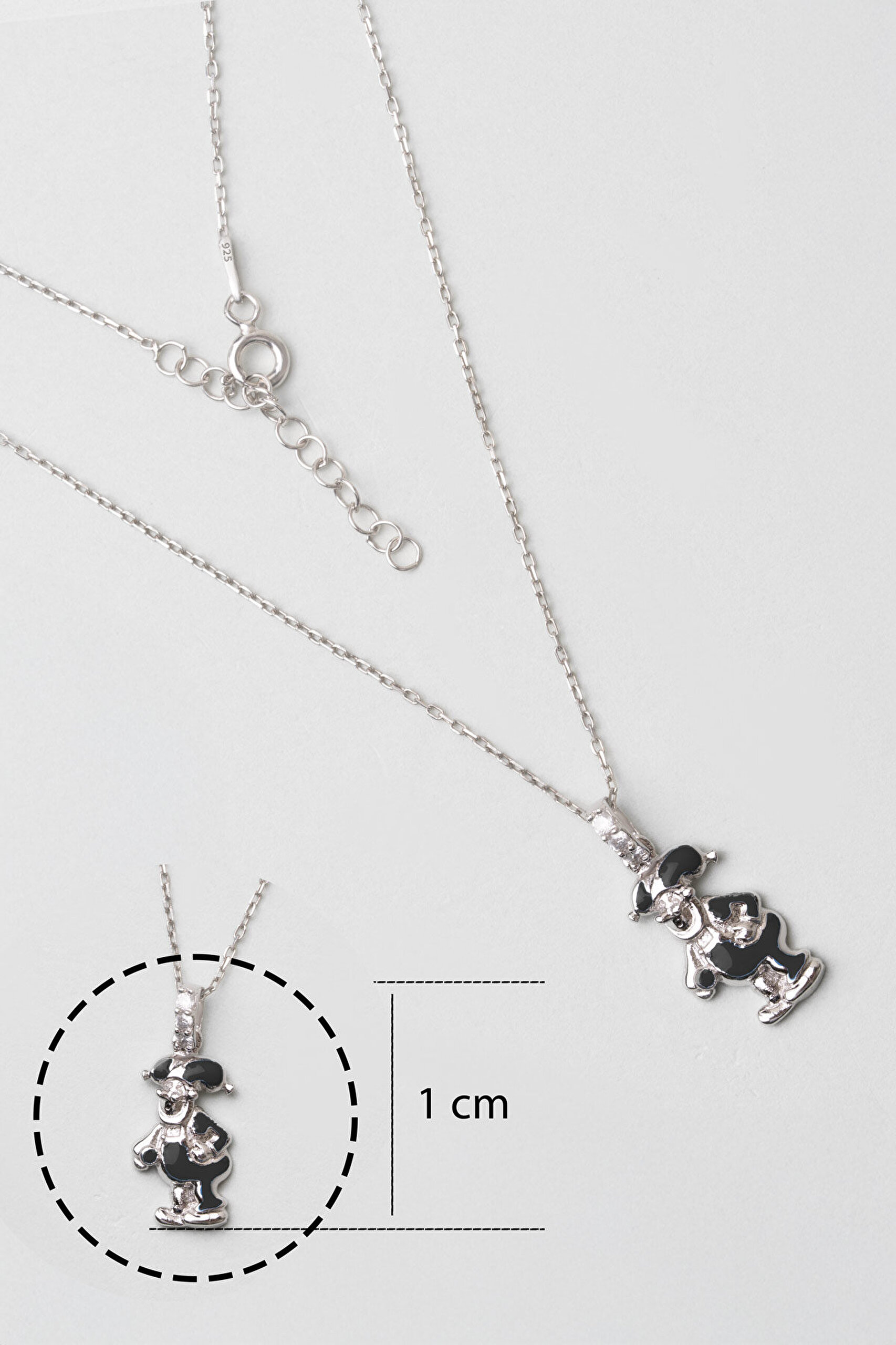 Sevimli Kahramanlar 18 Ayar Beyaz Altın Kaplama 32 Cm Gümüş Kolye - 2