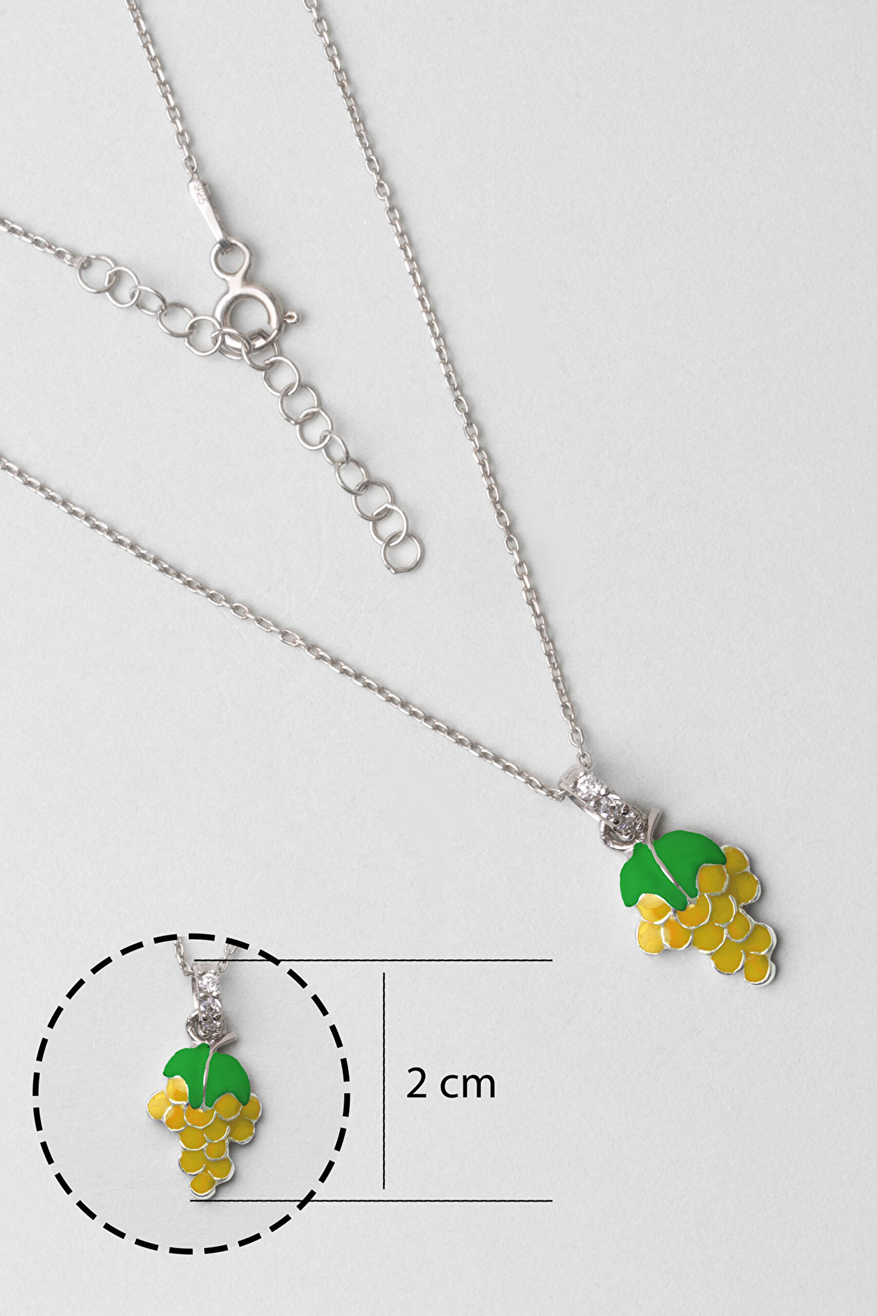 ⁠ Tropikal Üzüm 18 Ayar Beyaz Altın Kaplama 33 Cm Gümüş Çocuk Kolye_2}