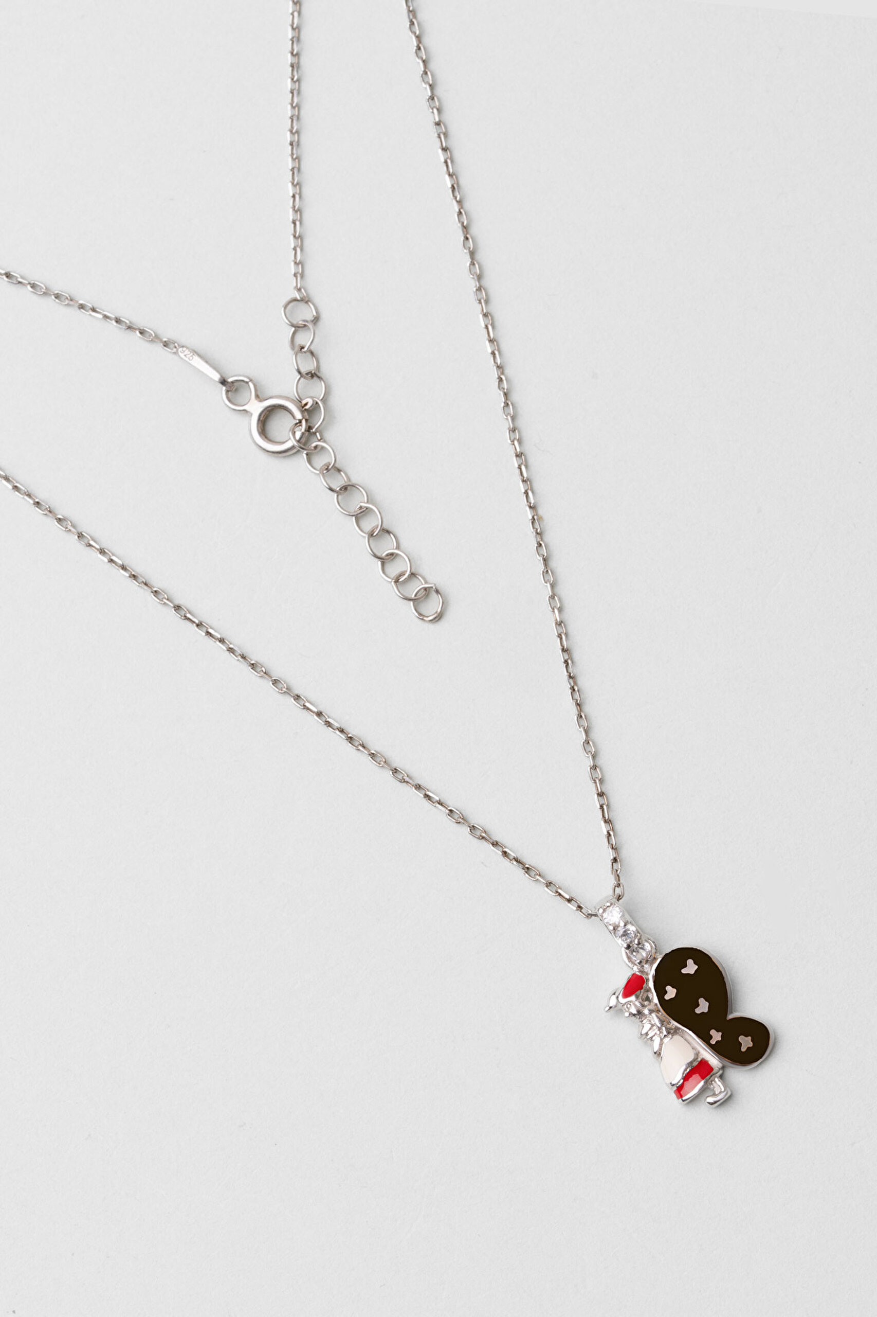 ⁠ Kelebek Figürlü 18 Ayar Beyaz Altın Kaplama Gümüş 33 Cm Çocuk Kolye_0}