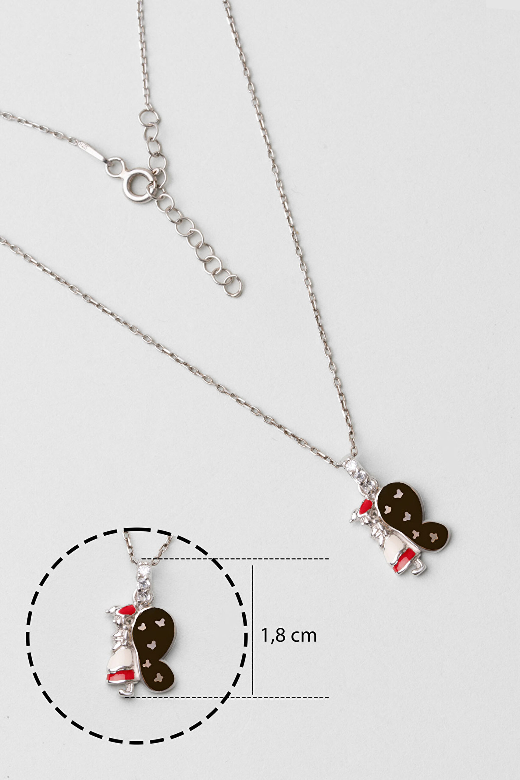 ⁠ Kelebek Figürlü 18 Ayar Beyaz Altın Kaplama Gümüş 33 Cm Çocuk Kolye_2}