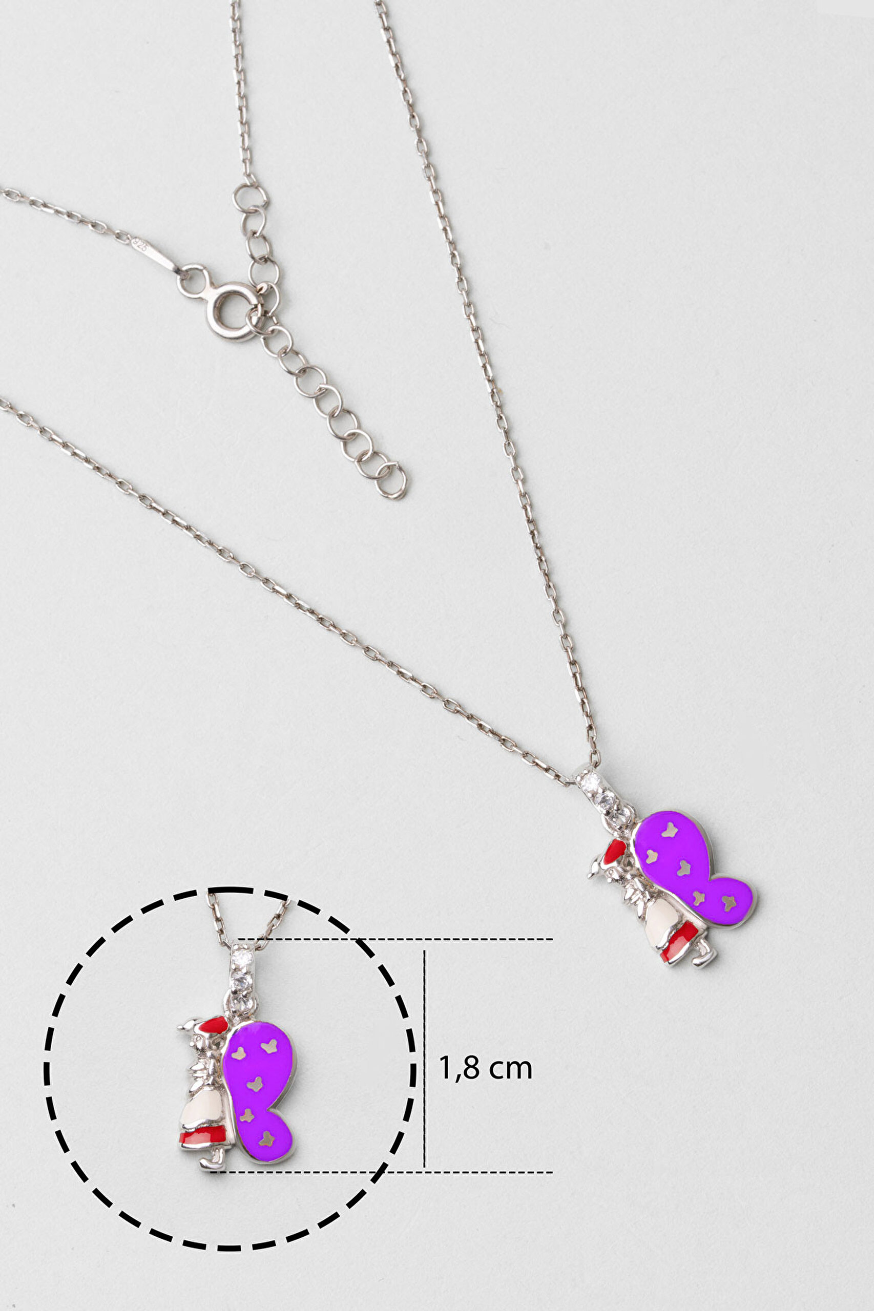 ⁠ Kelebek Figürlü 18 Ayar Beyaz Altın Kaplama Gümüş 33 Cm Çocuk Kolye_2}