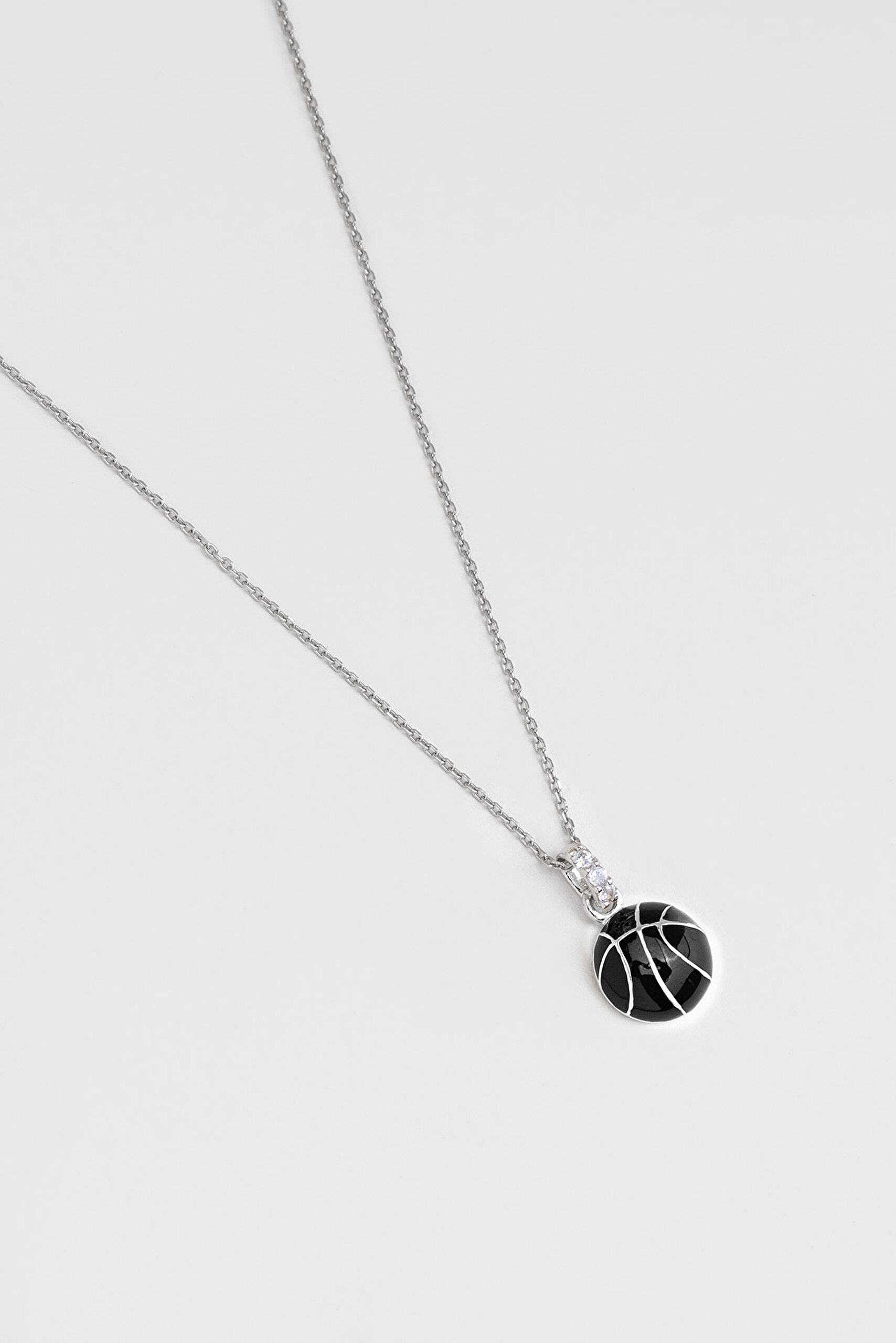 Basketbol Topu 18 Ayar Beyaz Altın Kaplama 33 Cm Gümüş Çocuk Kolyesi