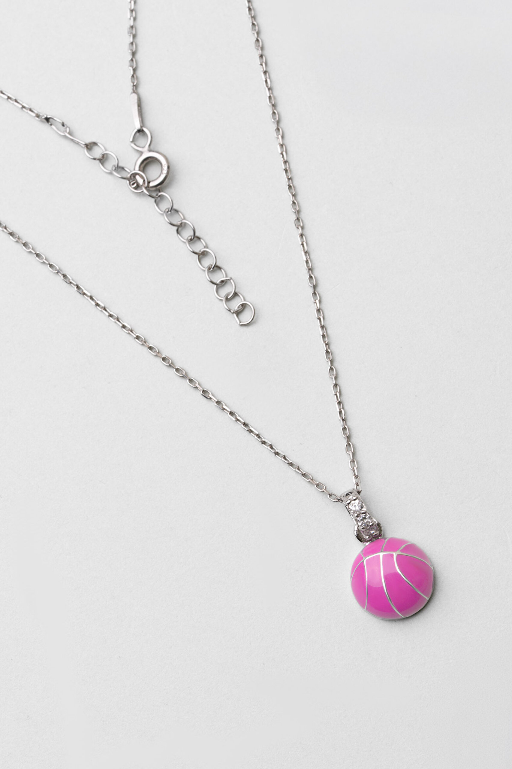 ⁠ Basketbol Topu 18 Ayar Beyaz Altın Kaplama 33 Cm Gümüş Çocuk Kolyesi_0}