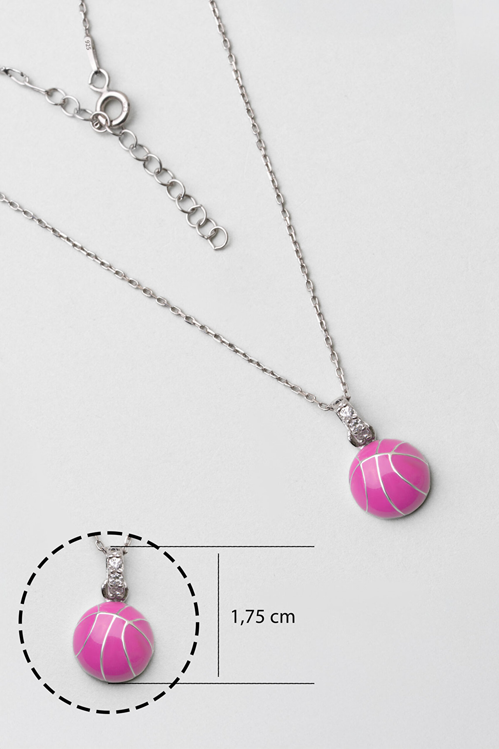 ⁠ Basketbol Topu 18 Ayar Beyaz Altın Kaplama 33 Cm Gümüş Çocuk Kolyesi_2}