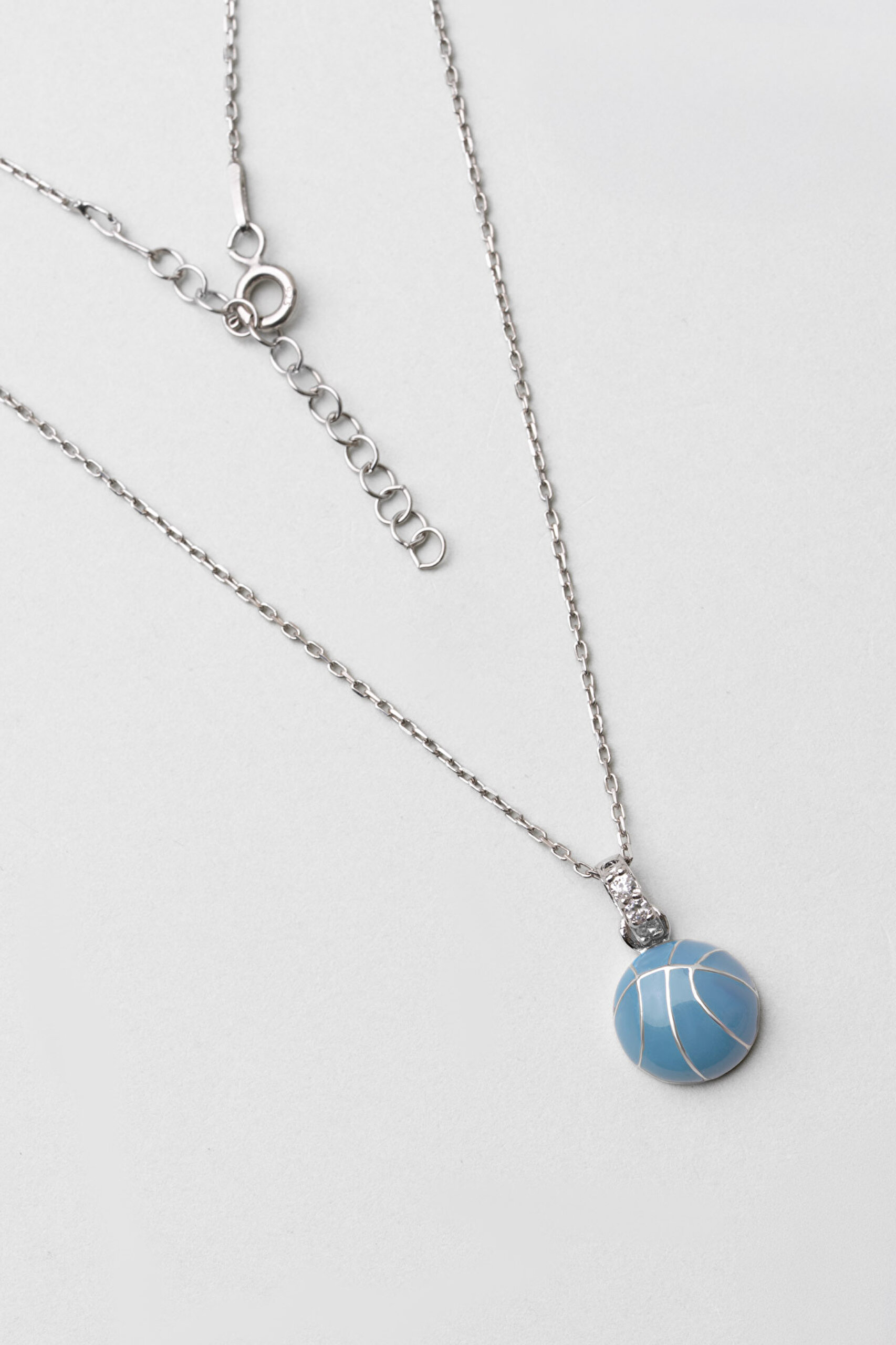 ⁠ Basketbol Topu 18 Ayar Beyaz Altın Kaplama 33 Cm Gümüş Çocuk Kolyesi_0}