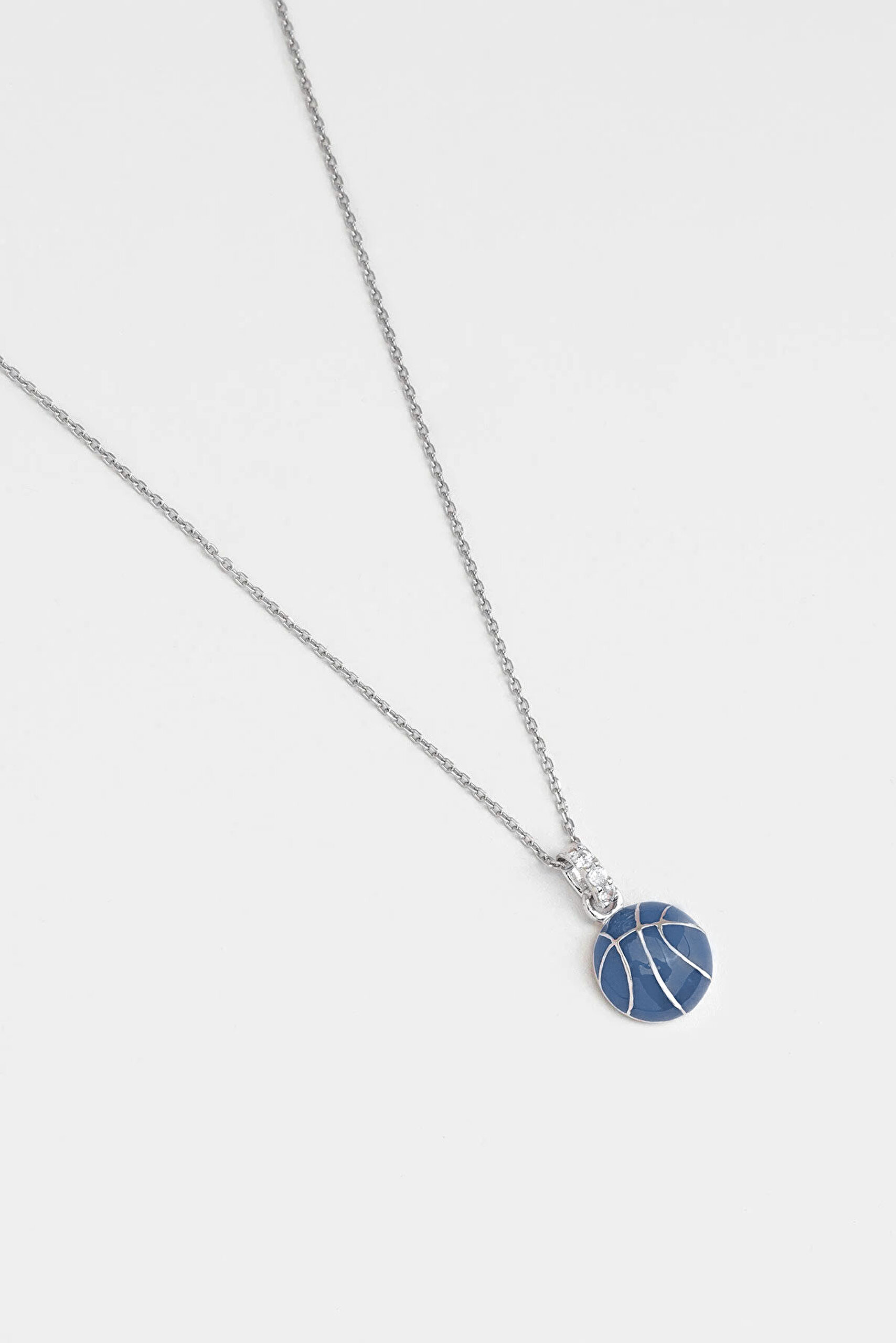 Basketbol Topu 18 Ayar Beyaz Altın Kaplama 33 Cm Gümüş Çocuk Kolyesi