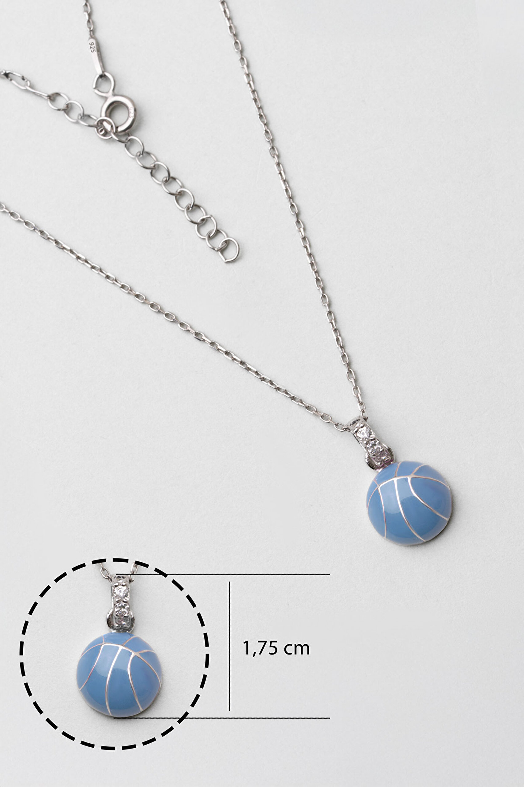 ⁠ Basketbol Topu 18 Ayar Beyaz Altın Kaplama 33 Cm Gümüş Çocuk Kolyesi_2}