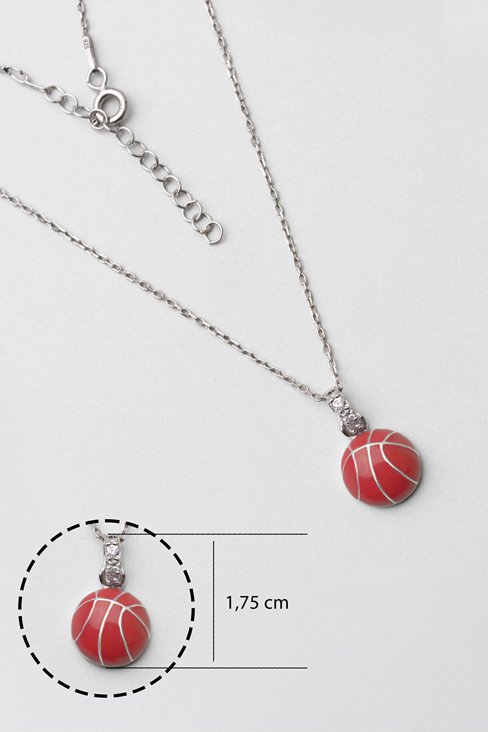 Basketbol Topu 18 Ayar Beyaz Altın Kaplama 33 Cm Gümüş Çocuk Kolyesi - 2
