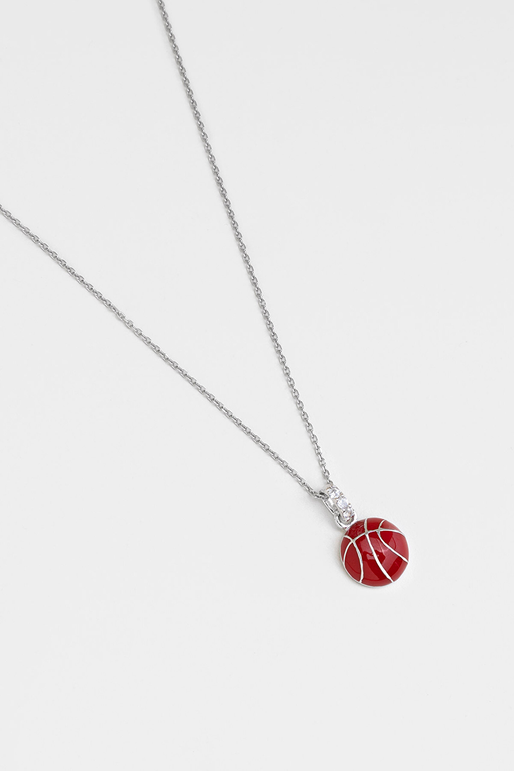 Basketbol Topu 18 Ayar Beyaz Altın Kaplama 33 Cm Gümüş Çocuk Kolyesi