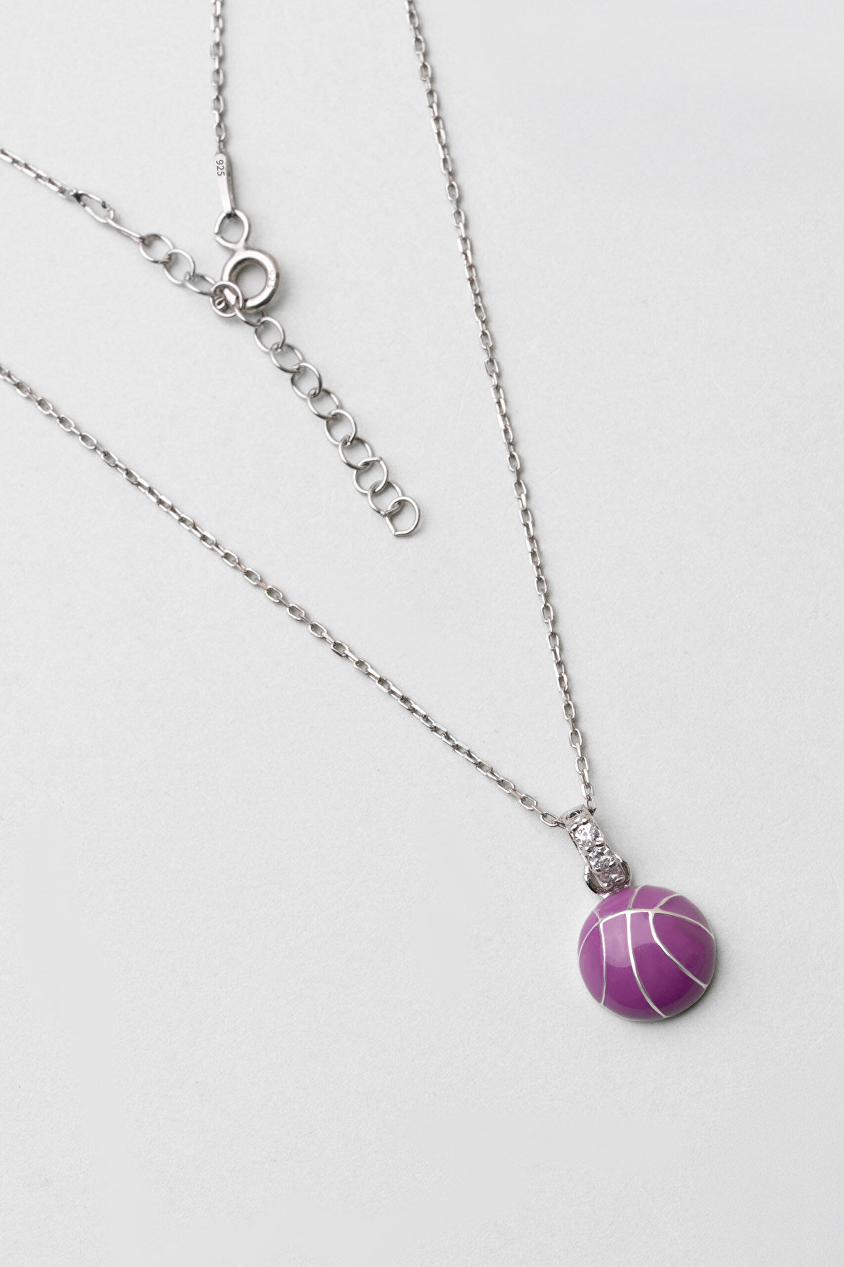 Basketbol Topu 18 Ayar Beyaz Altın Kaplama 33 Cm Gümüş Çocuk Kolyesi - 0