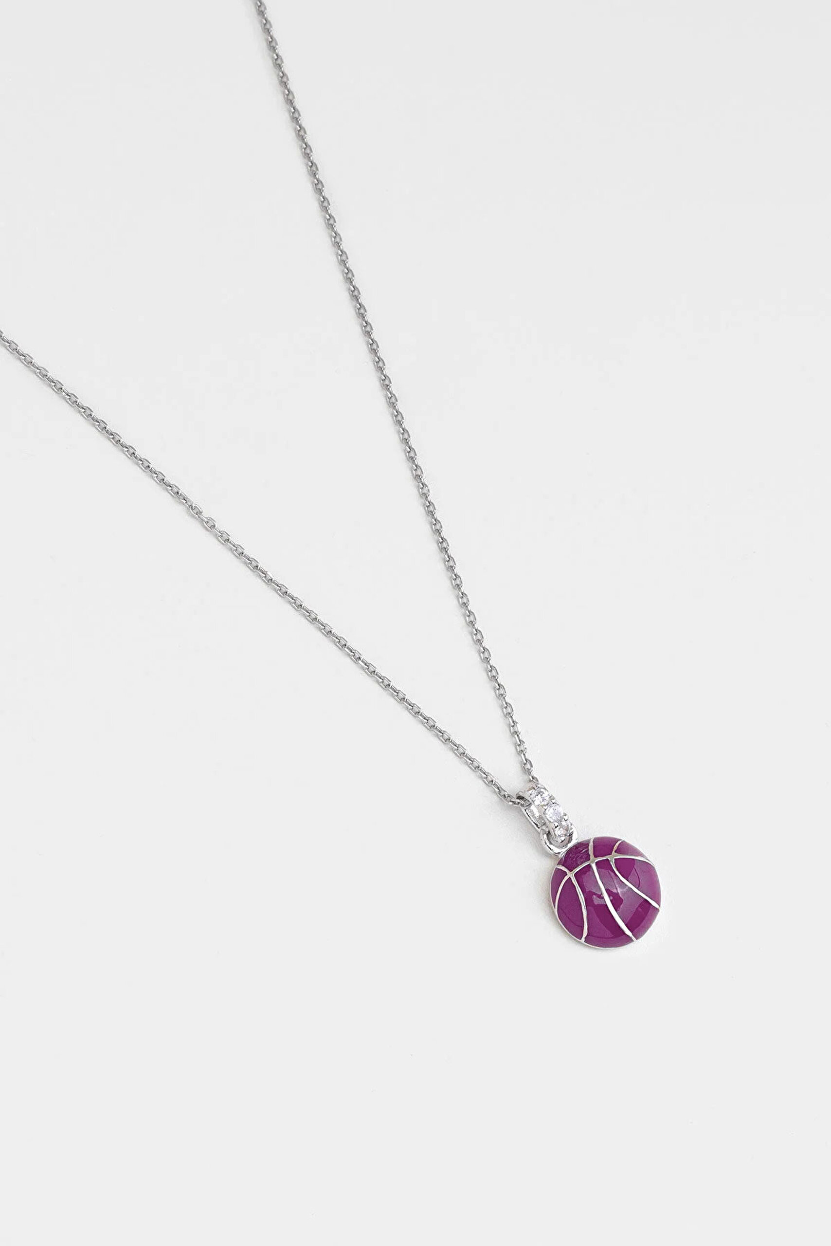 Basketbol Topu 18 Ayar Beyaz Altın Kaplama 33 Cm Gümüş Çocuk Kolyesi