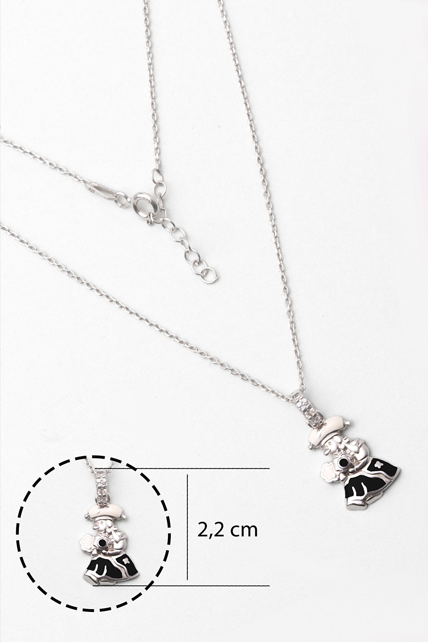 İskoçyalı 18 Ayar Beyaz Altın Kaplama 33 Cm Gümüş Çocuk Kolye - 2