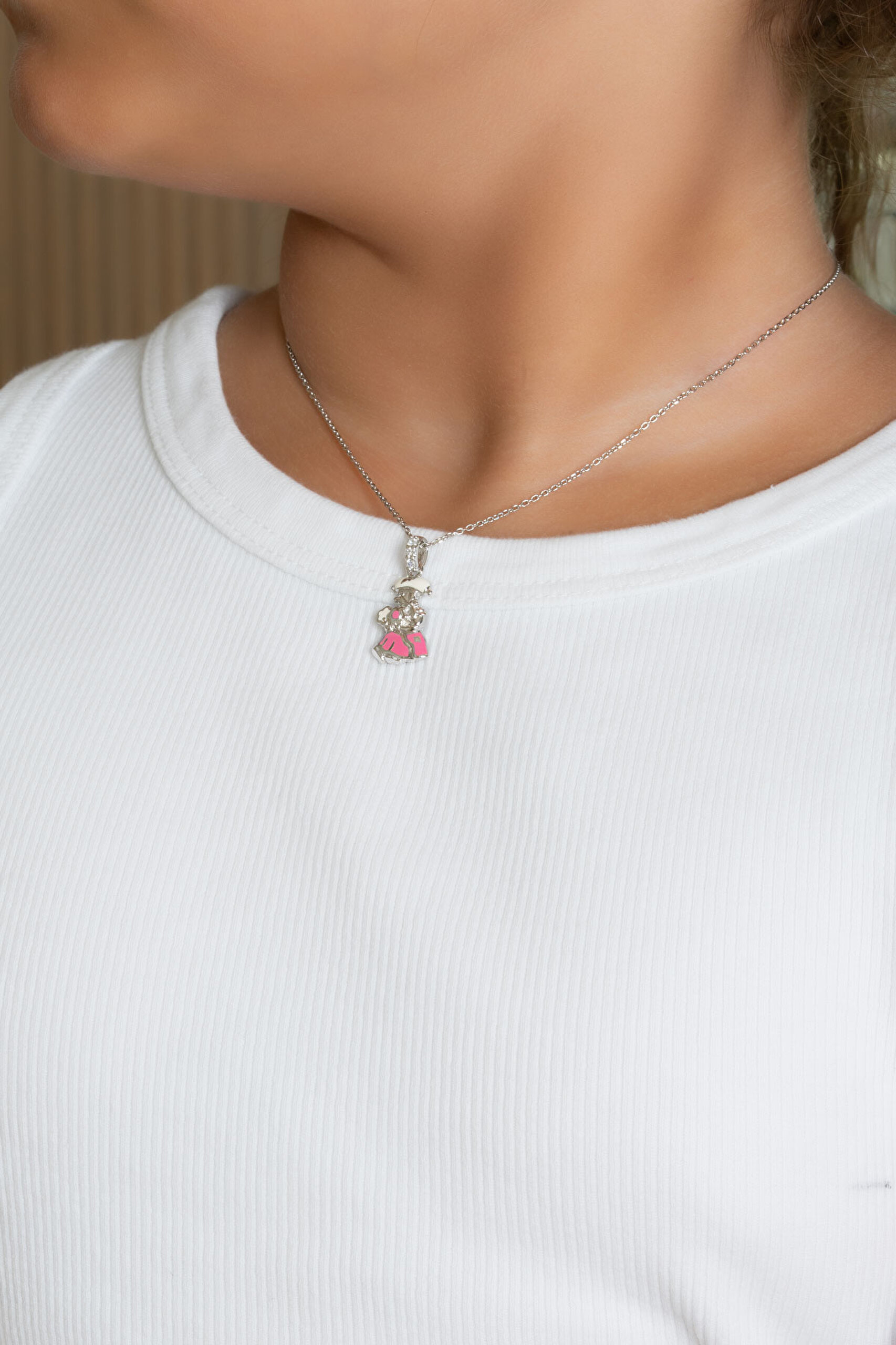 ⁠ İskoçyalı 18 Ayar Beyaz Altın Kaplama 33 Cm Gümüş Çocuk Kolye_3}