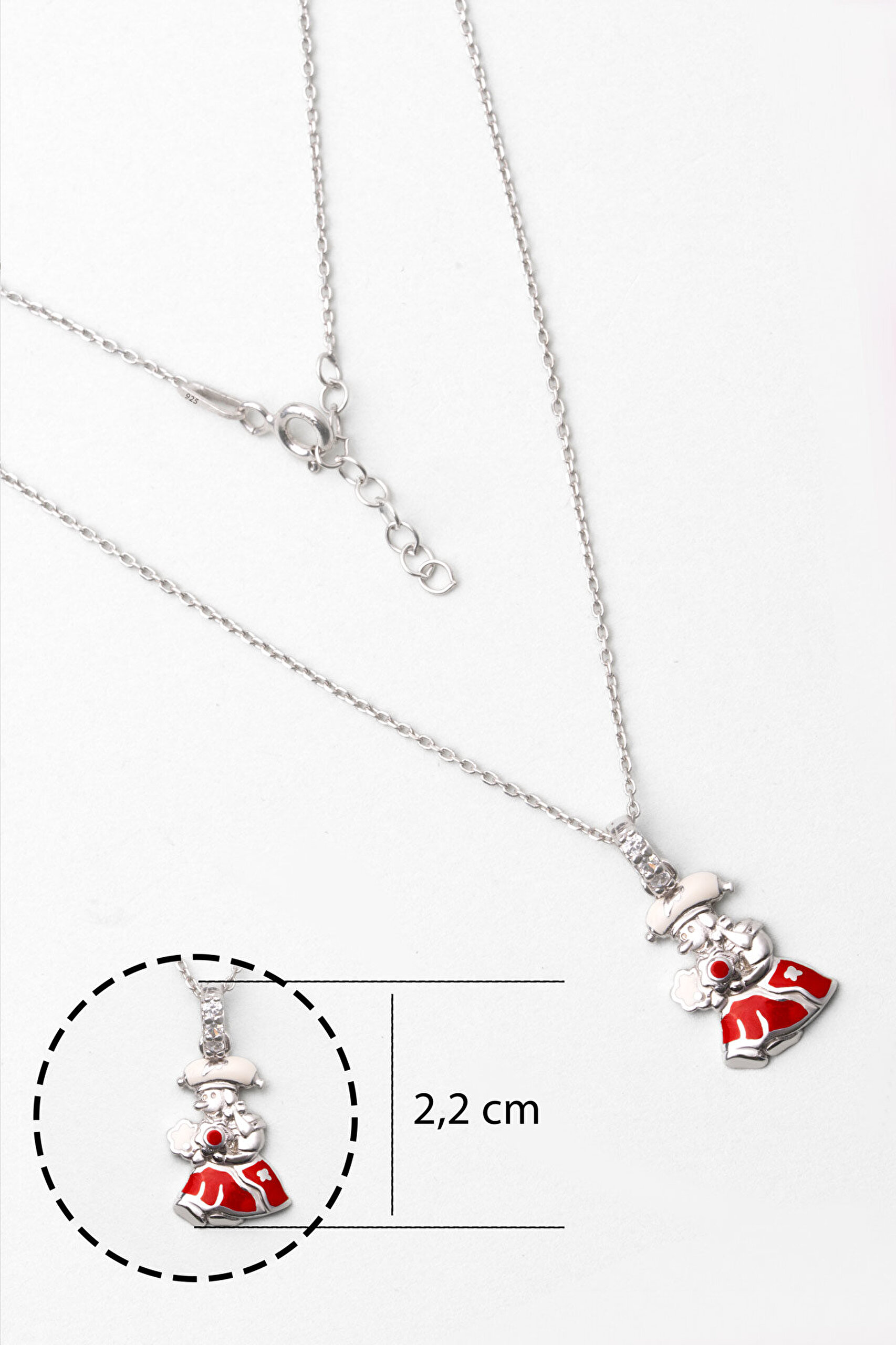 İskoçyalı 18 Ayar Beyaz Altın Kaplama 33 Cm Gümüş Çocuk Kolye - 2