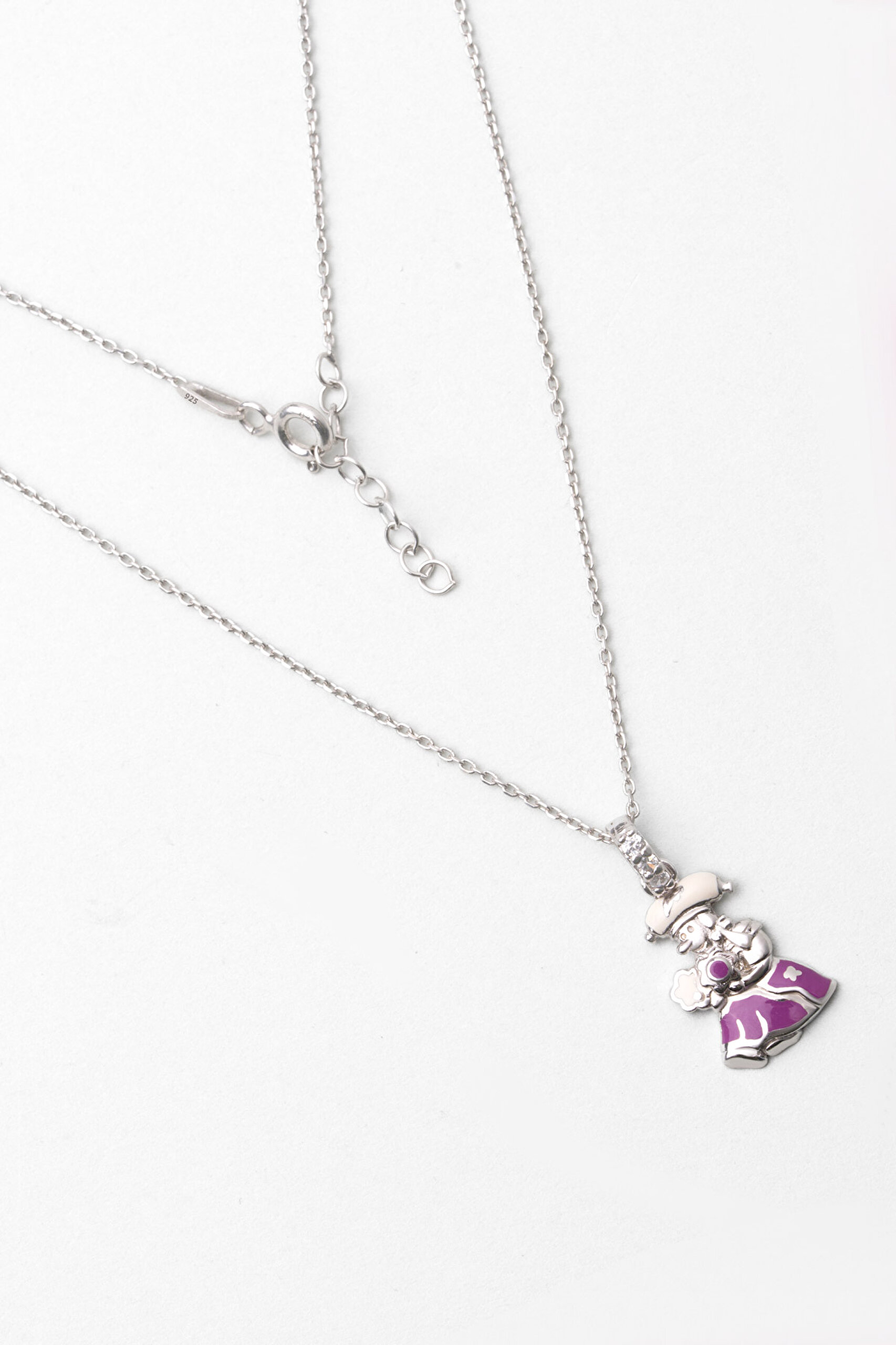 İskoçyalı 18 Ayar Beyaz Altın Kaplama 33 Cm Gümüş Çocuk Kolye - 0