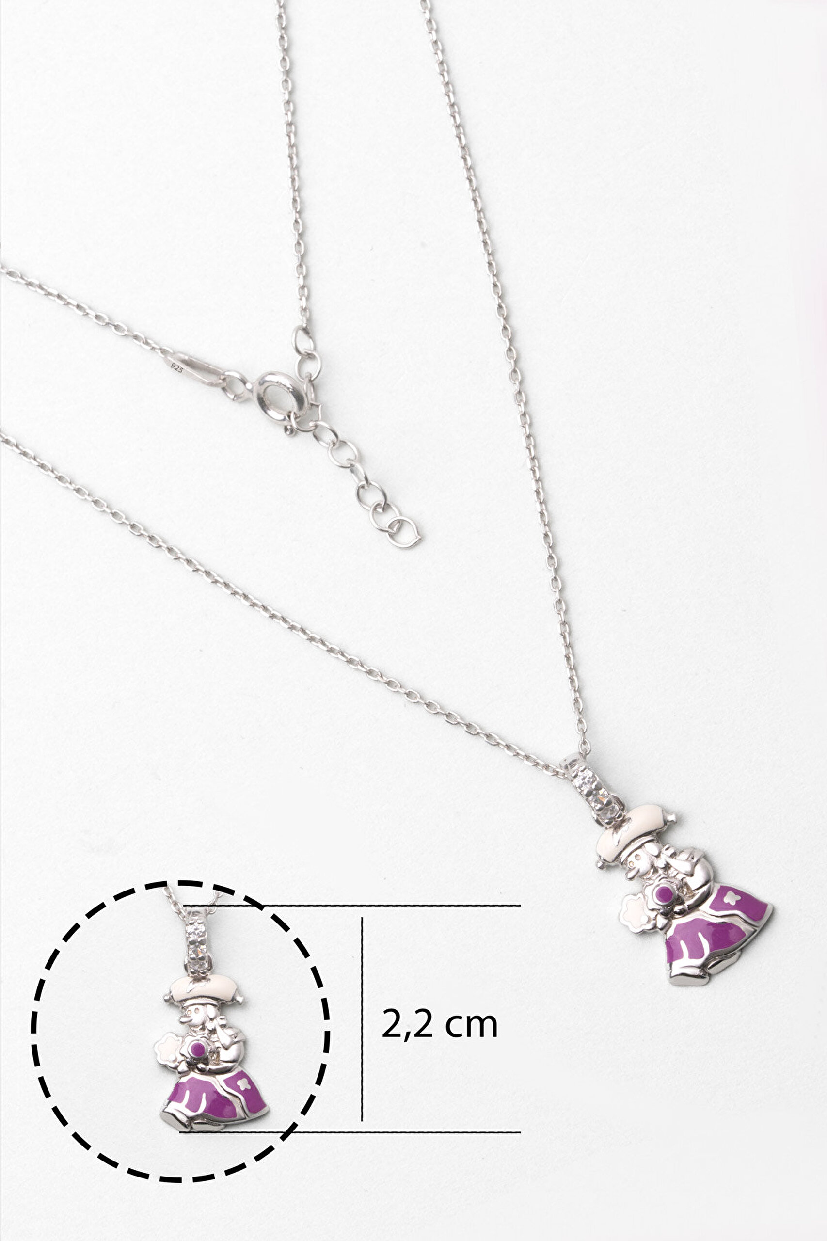 İskoçyalı 18 Ayar Beyaz Altın Kaplama 33 Cm Gümüş Çocuk Kolye - 2