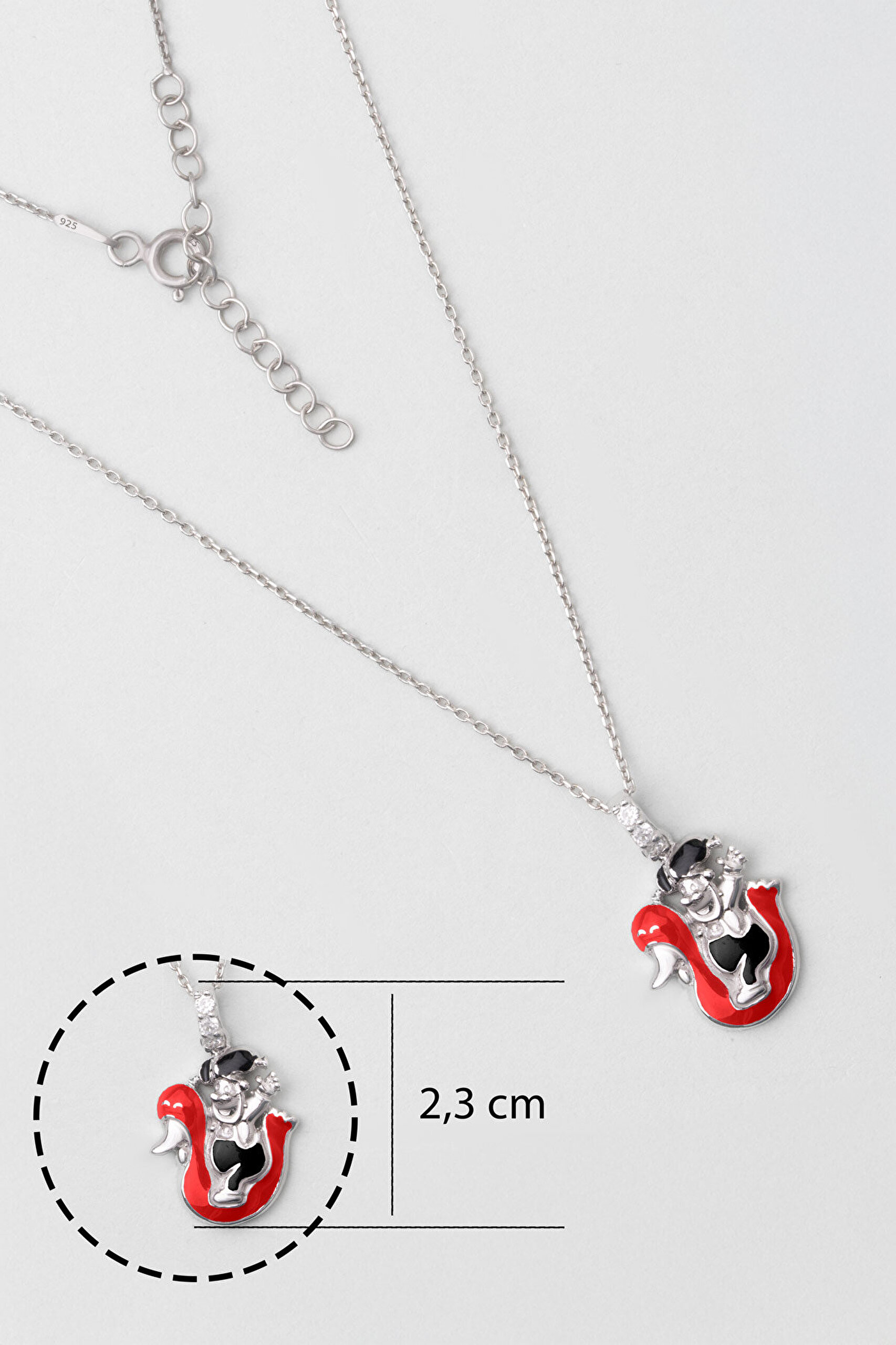 Kırmızı Kuğu 18 Ayar Beyaz Altın Kaplama Gümüş 33 Cm Çocuk Kolye - 2