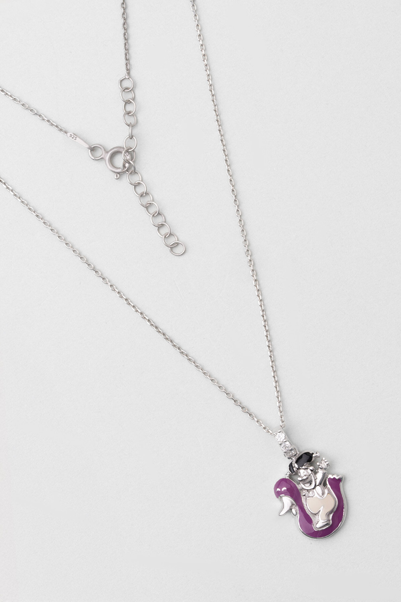 Mor Kuğu 18 Ayar Beyaz Altın Kaplama Gümüş 33 Cm Çocuk Kolye - 0