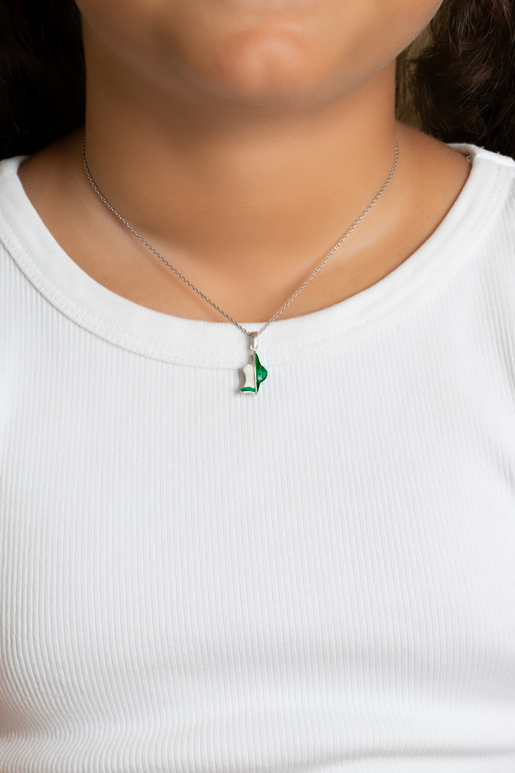 ⁠ Renkli Lady 18 Ayar Beyaz Altın Kaplama 33 Cm Gümüş Çocuk Kolye_3}