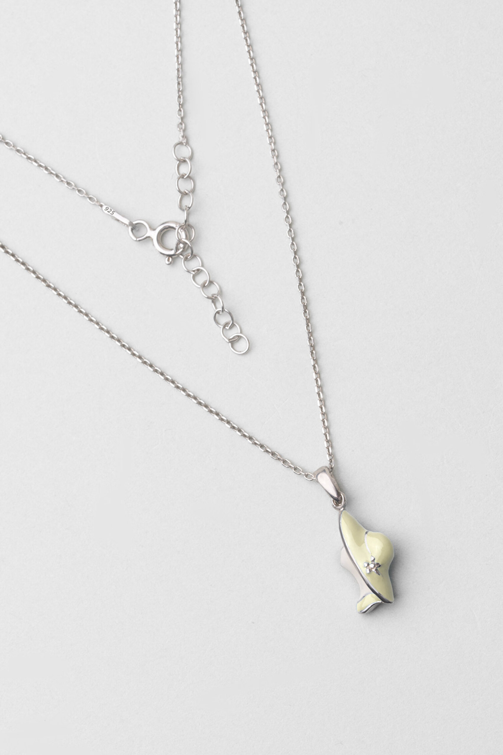 ⁠ Renkli Lady 18 Ayar Beyaz Altın Kaplama 33 Cm Gümüş Çocuk Kolye_0}