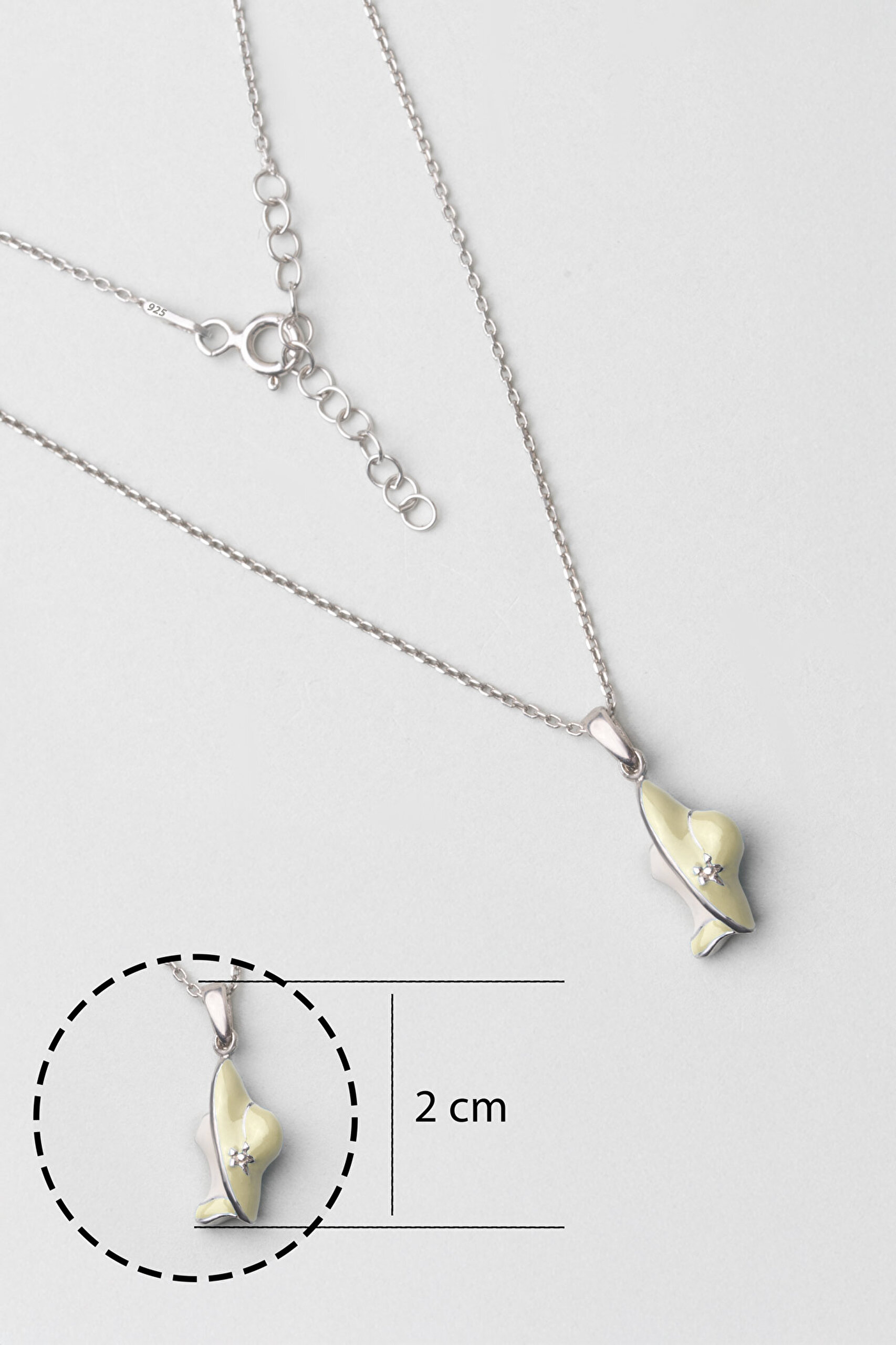 ⁠ Renkli Lady 18 Ayar Beyaz Altın Kaplama 33 Cm Gümüş Çocuk Kolye_2}