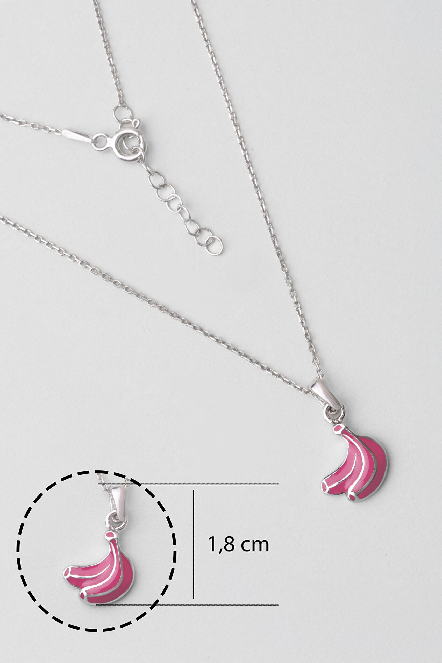 ⁠ Sevimli Meyveler 18 Ayar Beyaz Altın Kaplama Gümüş Çocuk Kolye_2}