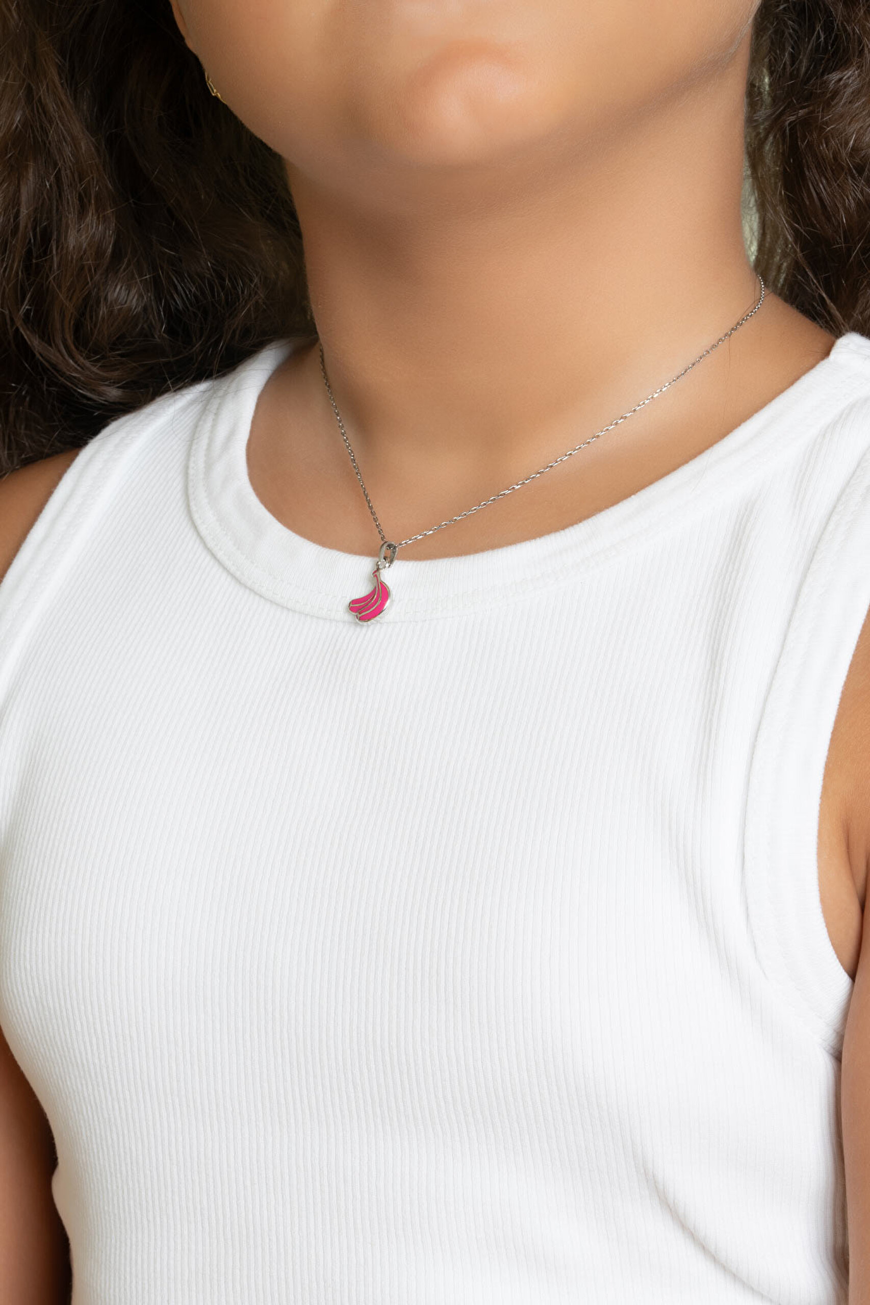 ⁠ Sevimli Meyveler 18 Ayar Beyaz Altın Kaplama Gümüş Çocuk Kolye_3}