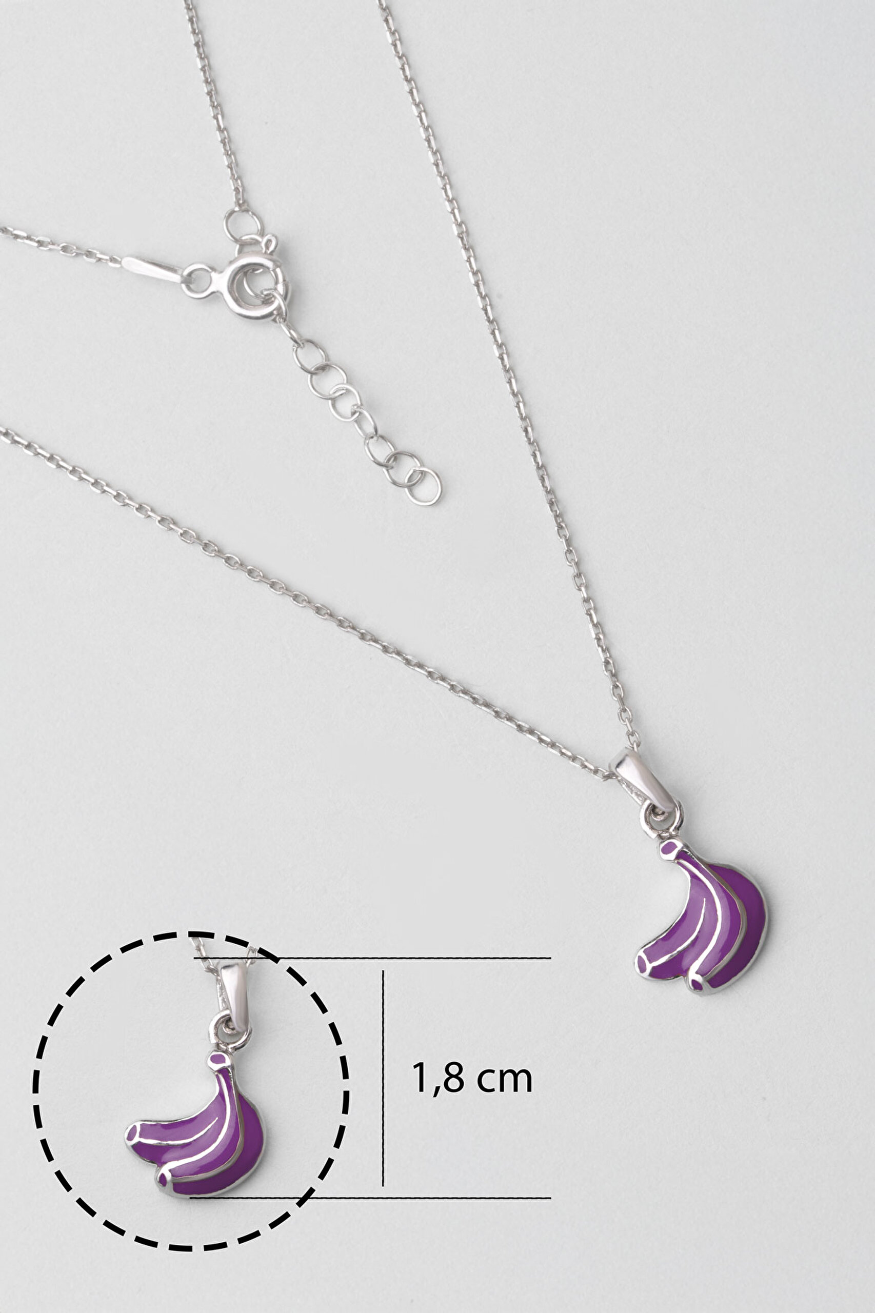 Sevimli Meyveler 18 Ayar Beyaz Altın Kaplama Gümüş Çocuk Kolye - 2