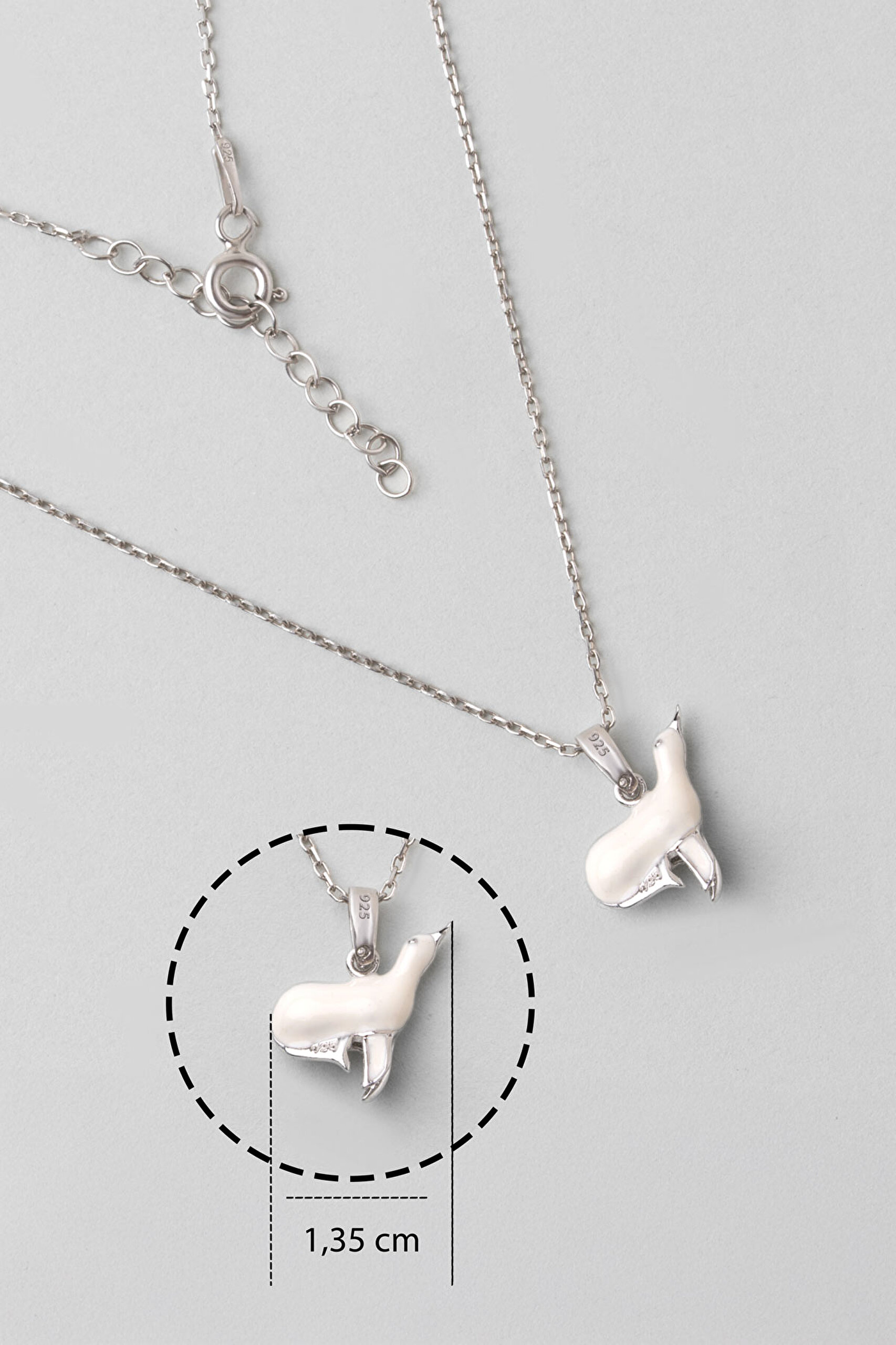 ⁠ Fok Balığı 18 Ayar Beyaz Altın Kaplama 33 Cm Çocuk Kolye_2}