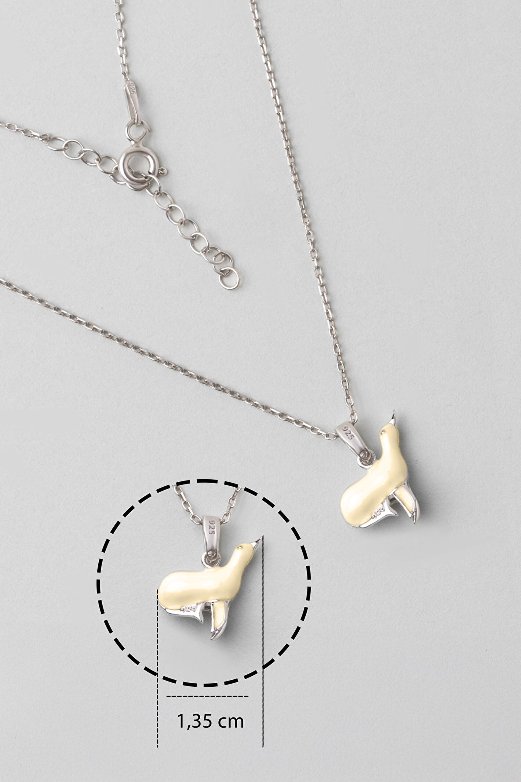 ⁠ Fok Balığı 18 Ayar Beyaz Altın Kaplama 33 Cm Çocuk Kolye_2}