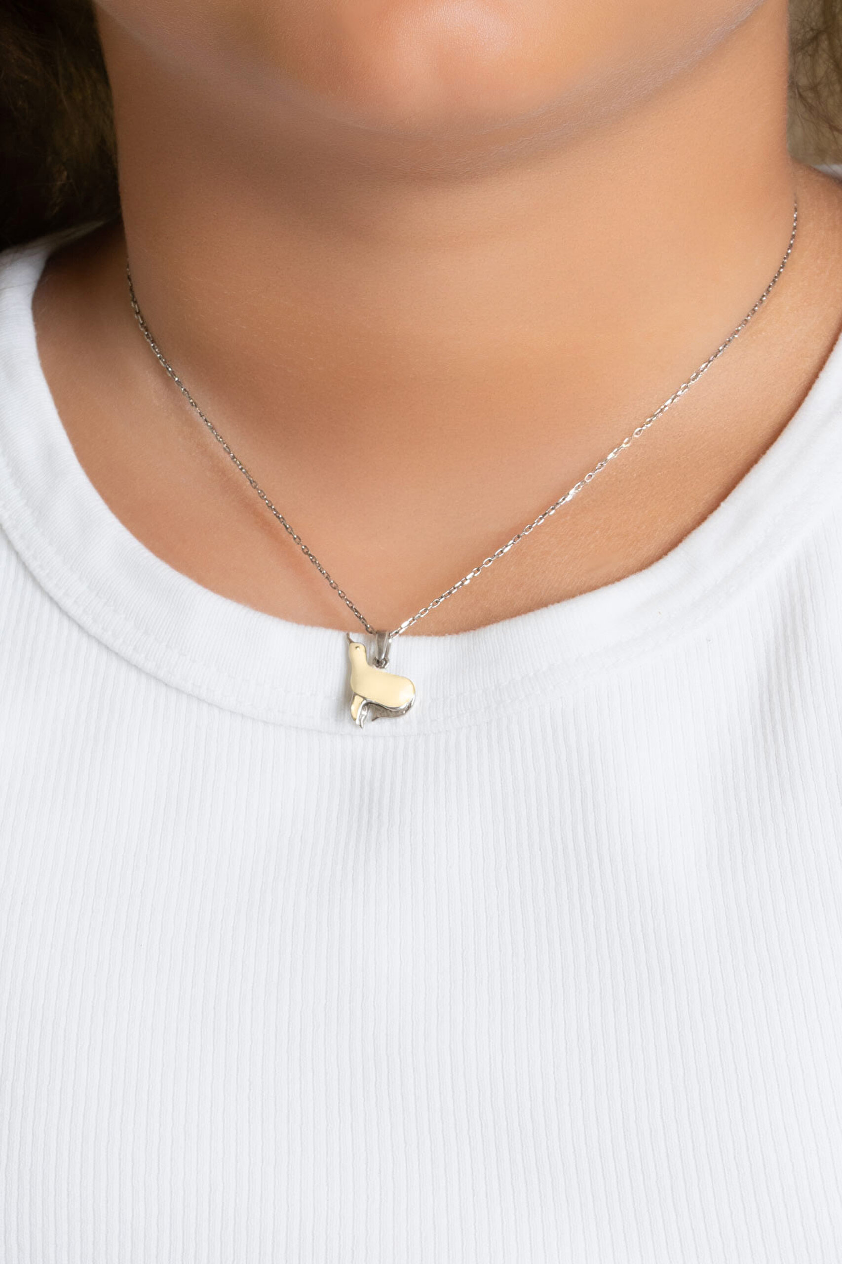 ⁠ Fok Balığı 18 Ayar Beyaz Altın Kaplama 33 Cm Çocuk Kolye_3}