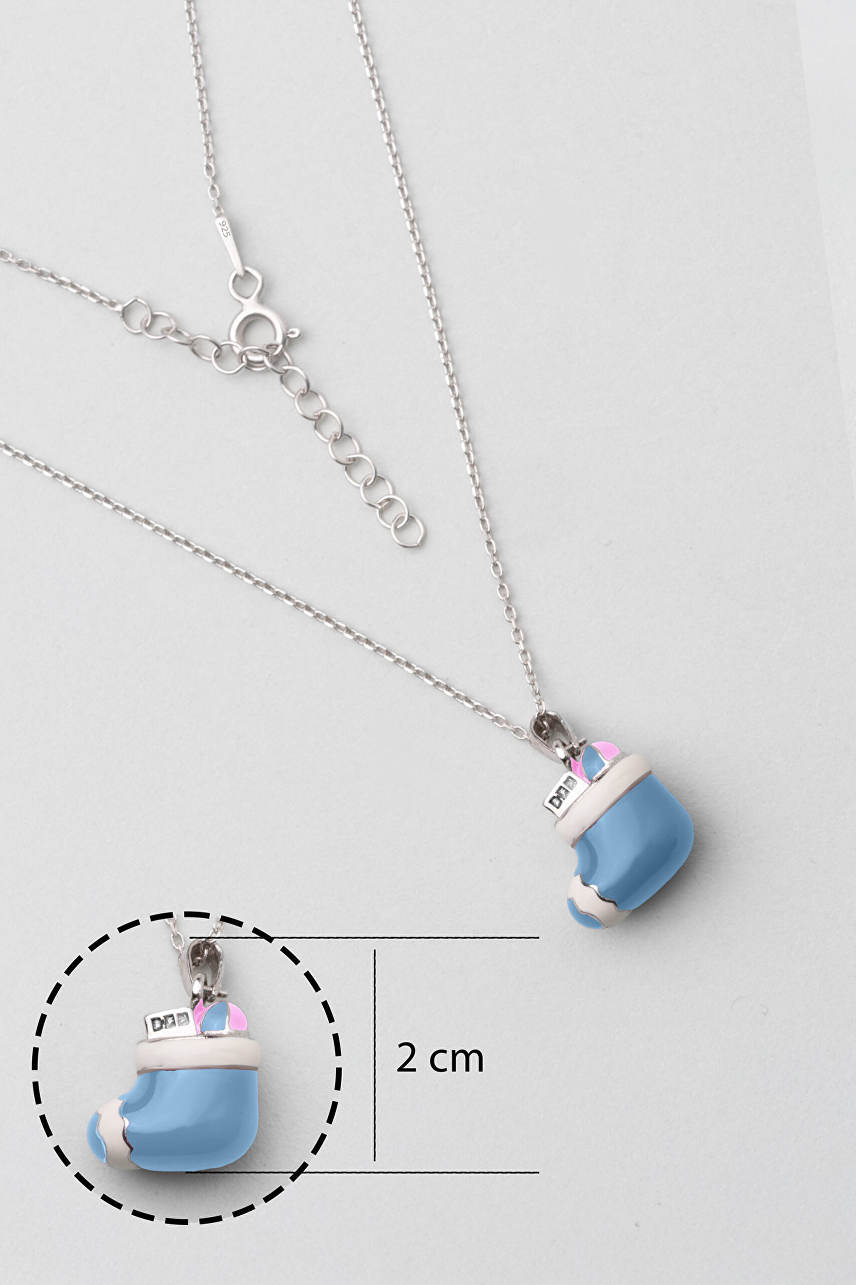 ⁠ Renkli Çorap 18 Ayar Beyaz Altın Kaplama 32 Cm Gümüş Çocuk Kolye_2}