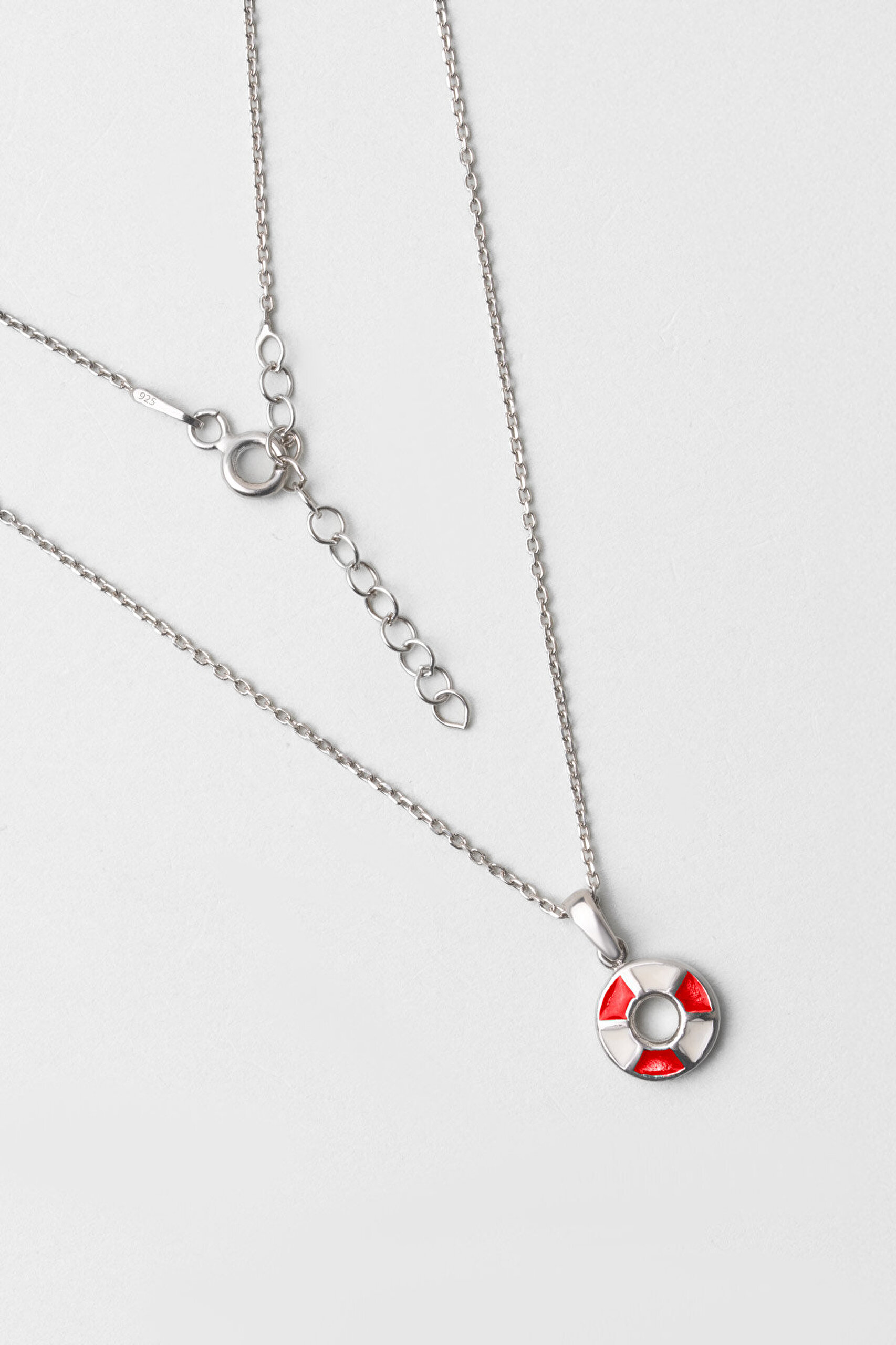 Lifesaver 18 Ayar Beyaz Altın Kaplama Gümüş Çocuk Kolye - 0