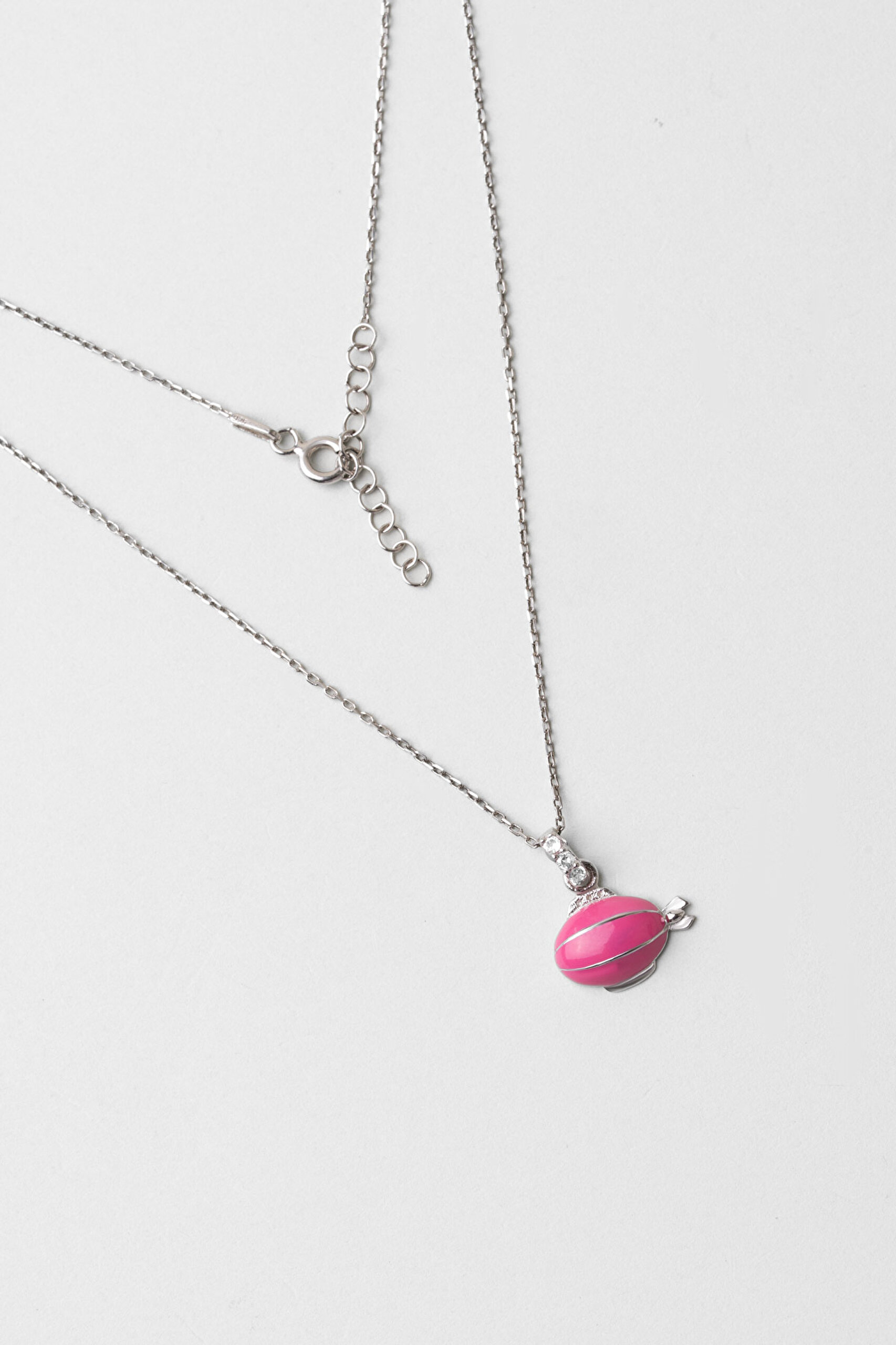 ⁠ Renkli Zeplin 18 Ayar Beyaz Altın Kaplama 33 Cm Çocuk Kolye_0}