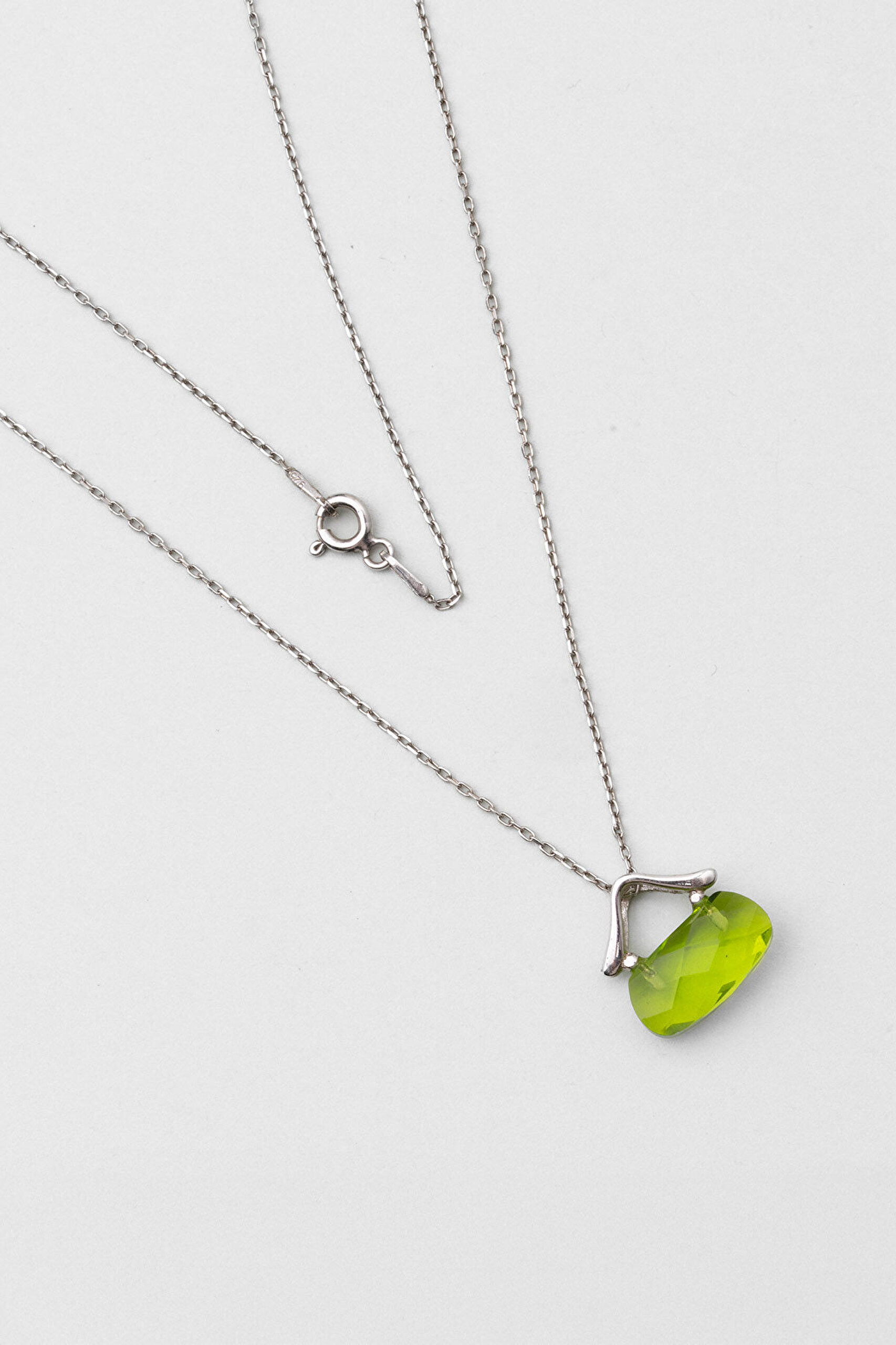 Yeşil Çanta 18 Ayar Beyaz Altın Kaplama 33 Cm Gümüş Çocuk Kolye - 0