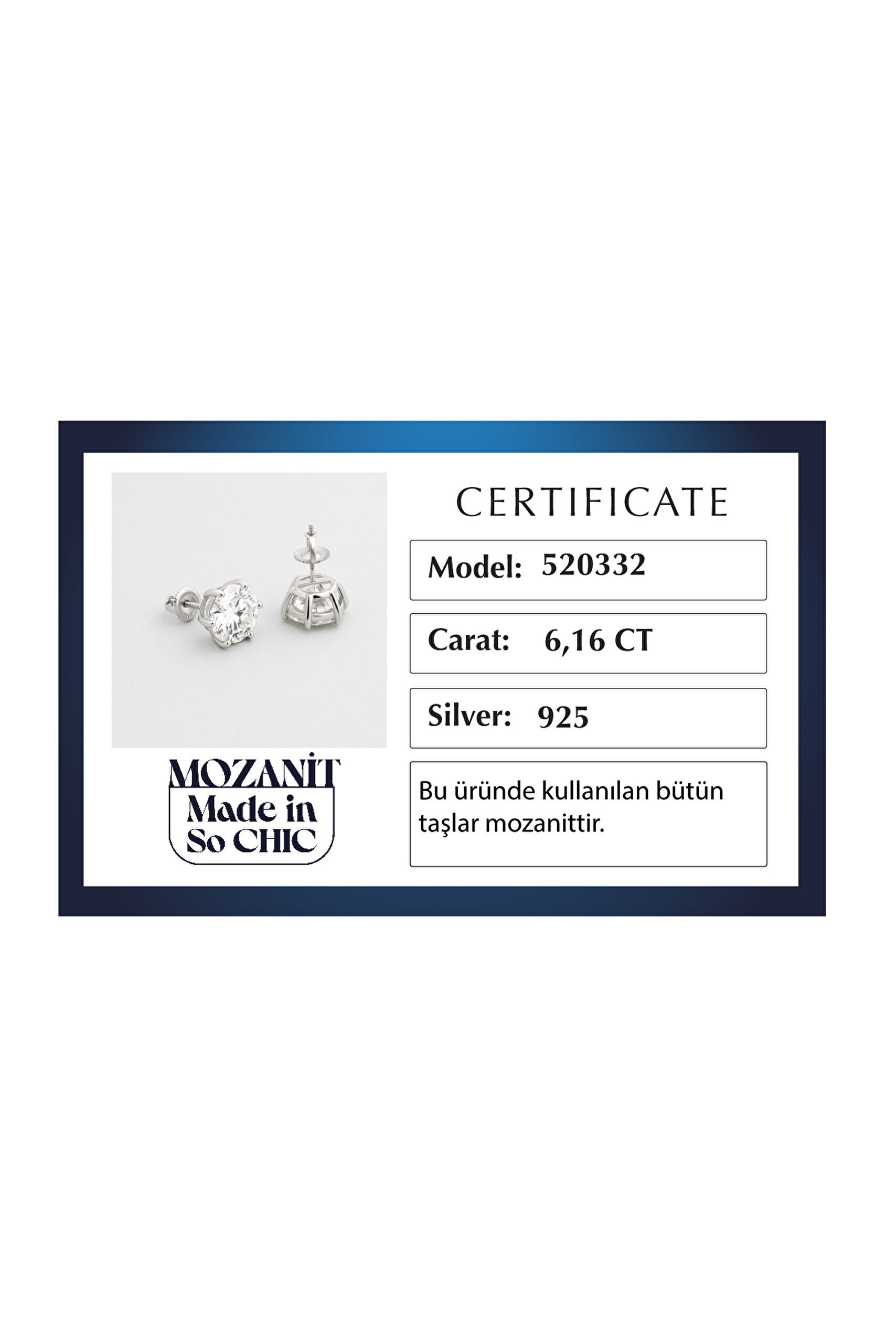 ⁠ Modern Mozanit 18 Ayar Beyaz Altın Kaplama Gümüş Küpe_4}