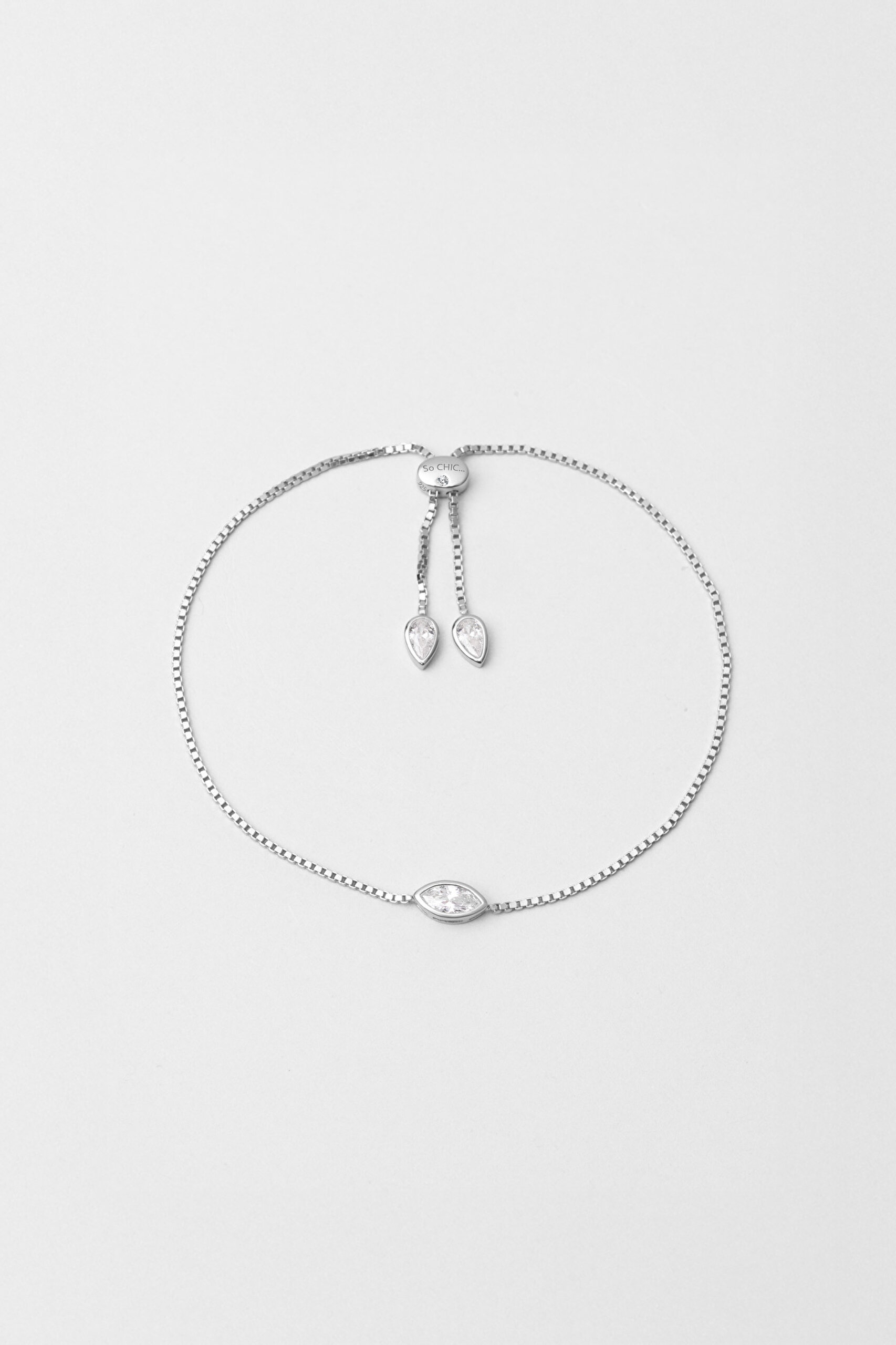 ⁠ Vera 18 Ayar Beyaz Altın Kaplama Ayarlanabilir Gümüş Bileklik_0}